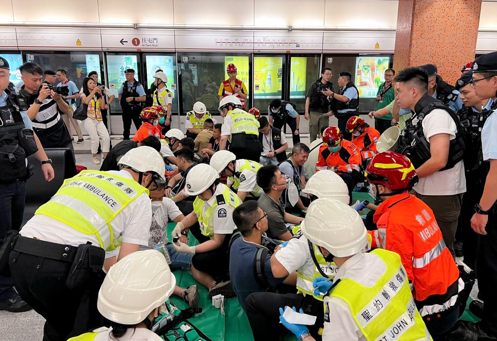 A safety drill held in preparation for the Kai Tak Sports Park opening has involved 1,400 people. Photo: Handout