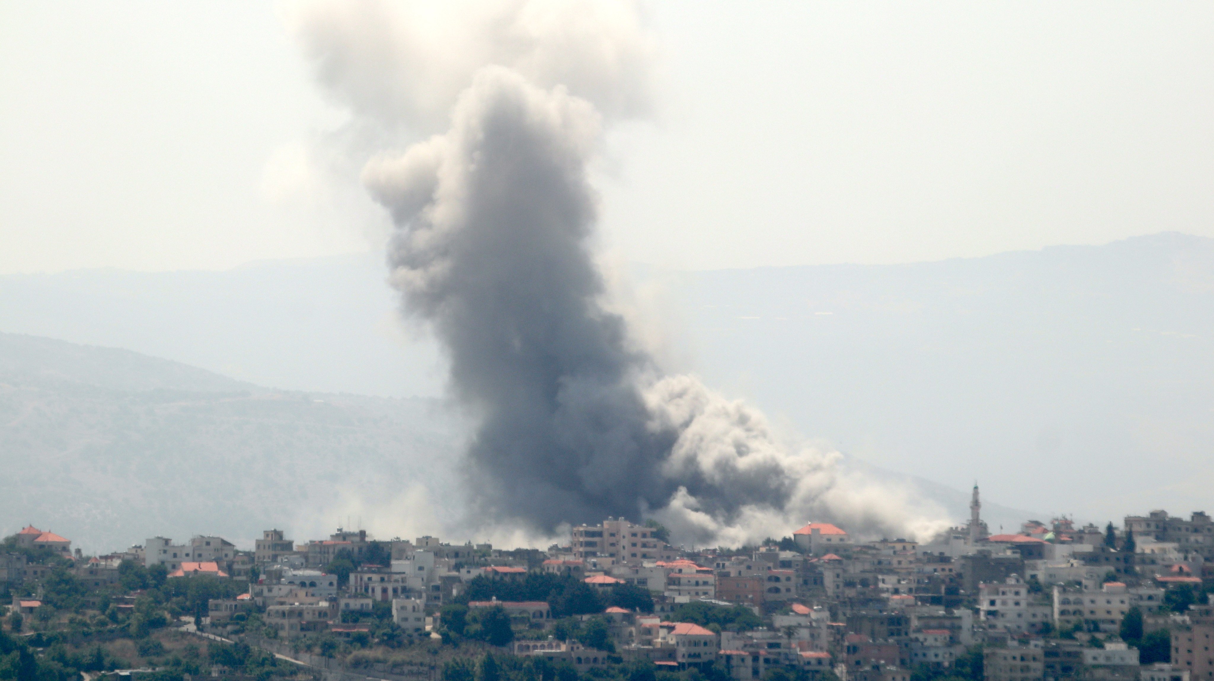 Smoke caused by an Israeli strike in Yaroun village in southern Lebanon on Wednesday. Photo: Xinhua