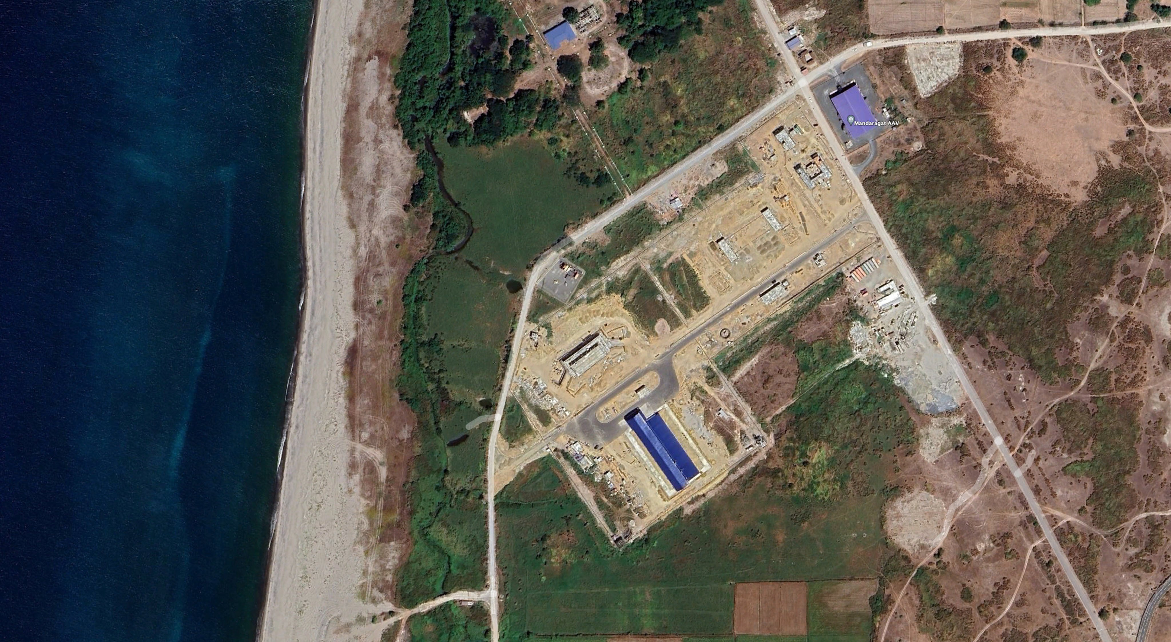 A satellite image shows construction of a likely BrahMos missile site at Philippine Naval Station Leovigildo Gantioqui in Zambales province. Photo: Google Earth/Handout