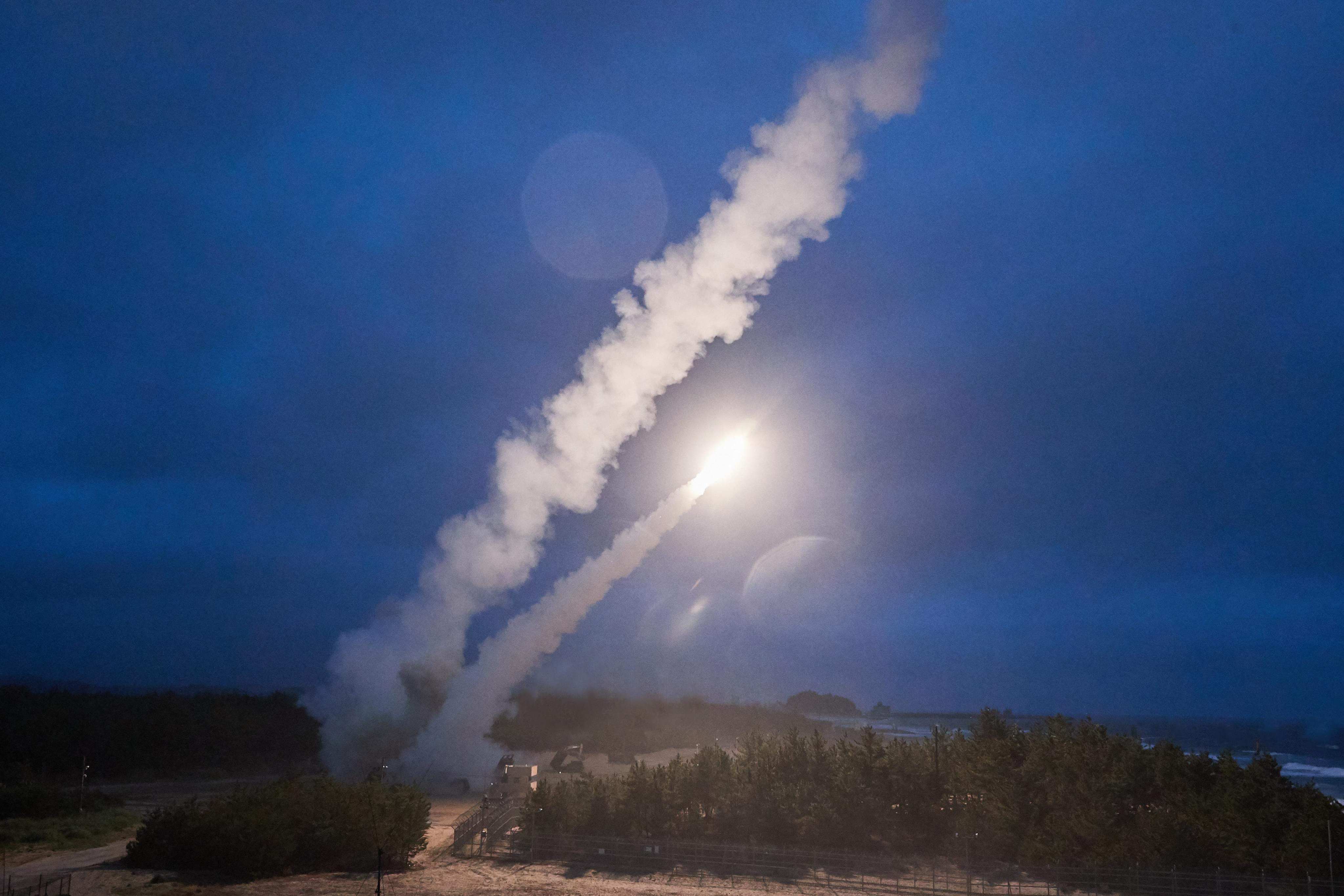 An Army Tactical Missile System (ATACMS) fires from an undisclosed location on South Korea’s east coast during a South Korea-US joint live-fire exercise in June 2022. The same technology has been granted to Ukraine for its use in its war against Russia. Photo: South Korea’s Joint Chiefs of Staff via AFP