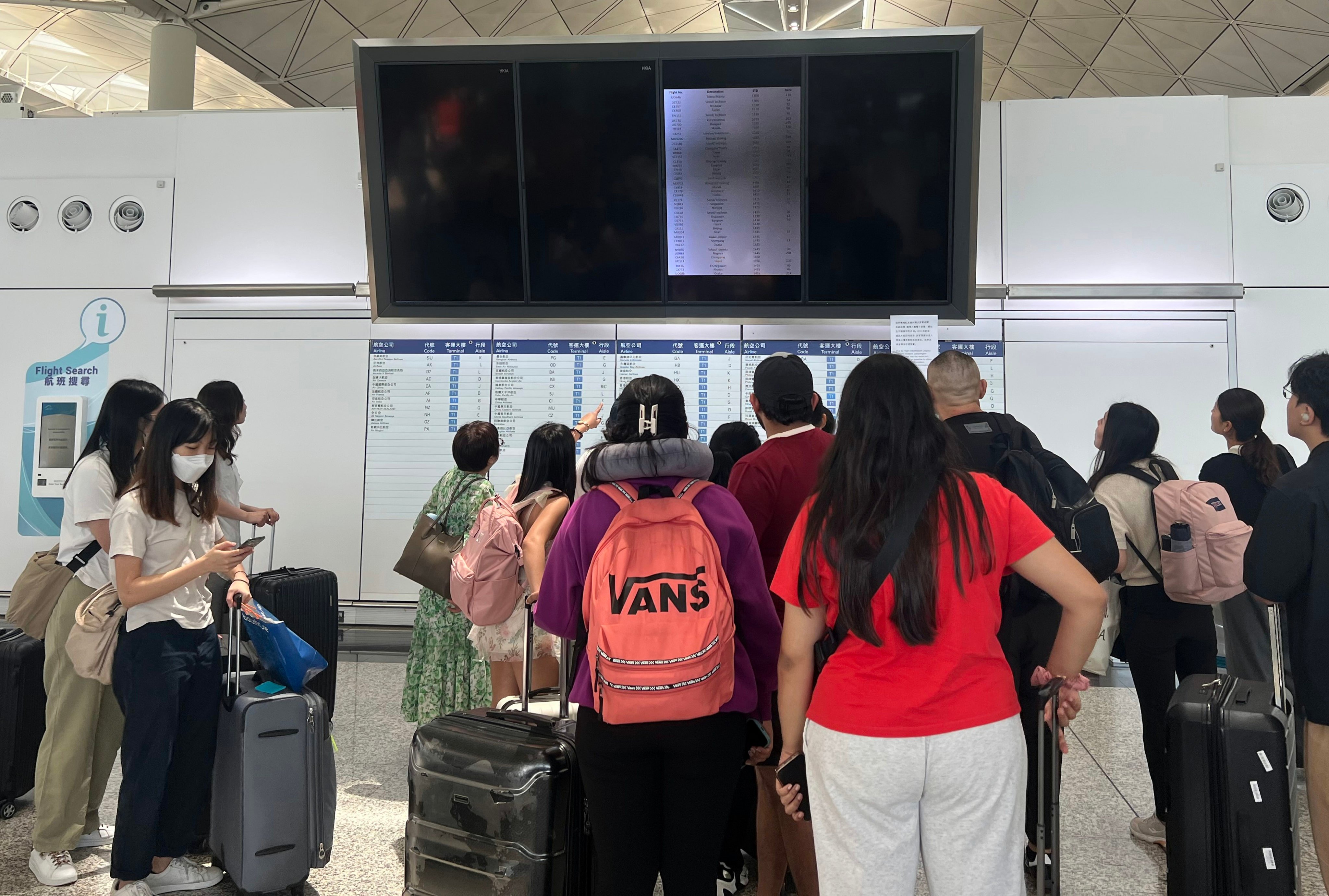 The systems failure paralysed flight and baggage collection information and on digital platforms for more than nine hours.. Photo: Willa Wu