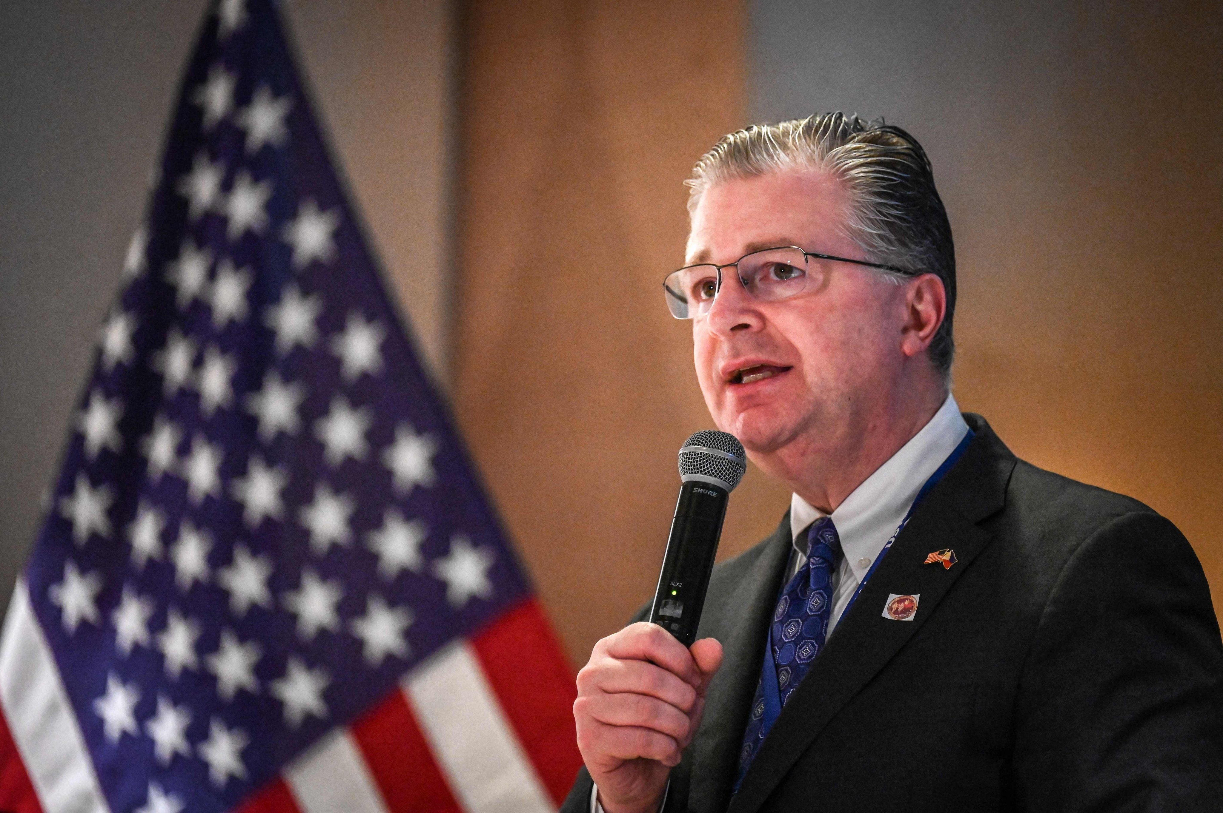 Daniel Kritenbrink, US Assistant Secretary of State for the Bureau of East Asian and Pacific Affairs, delivers a speech at a hotel in Taguig, Metro Manila, in May. Photo: AFP