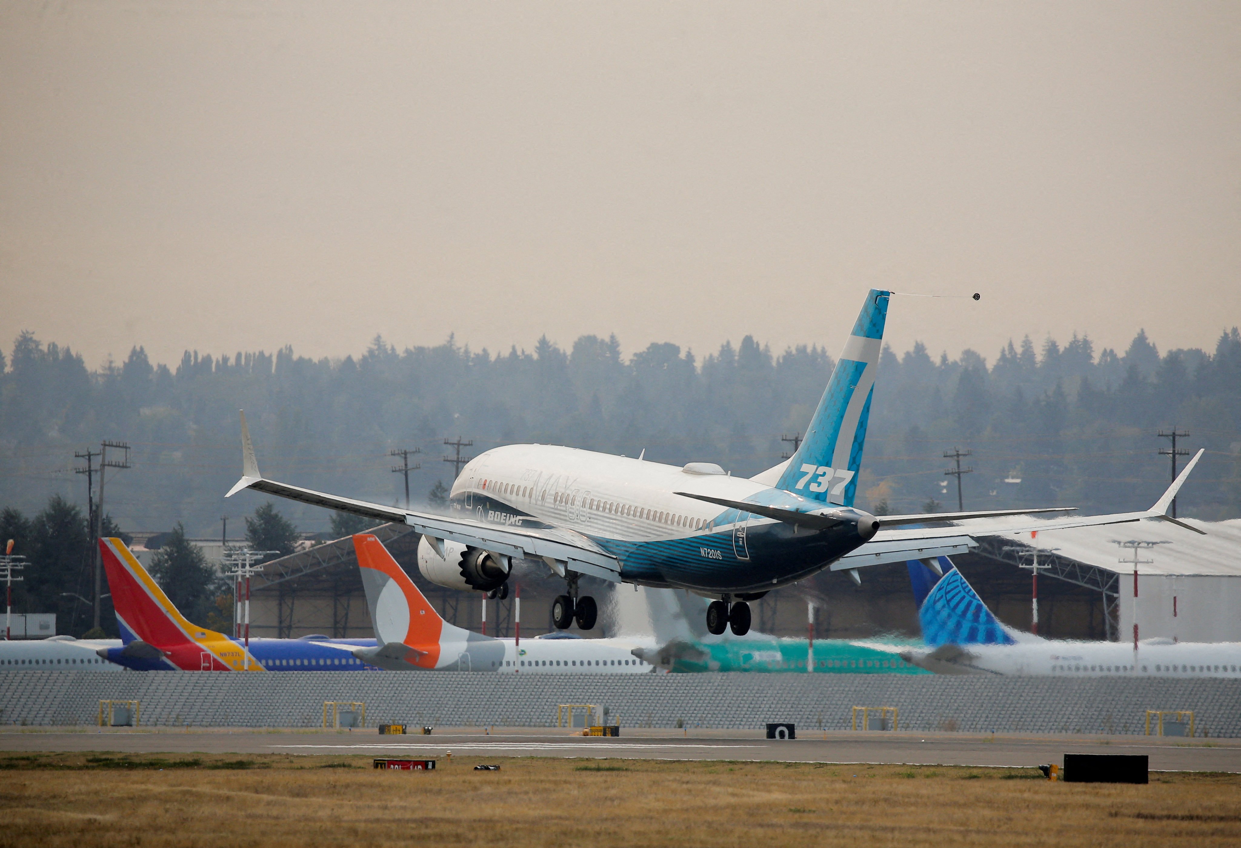 A Boeing 737 Max 7 takes off from Boeing Field in Seattle, Washington. File photo: Reuters