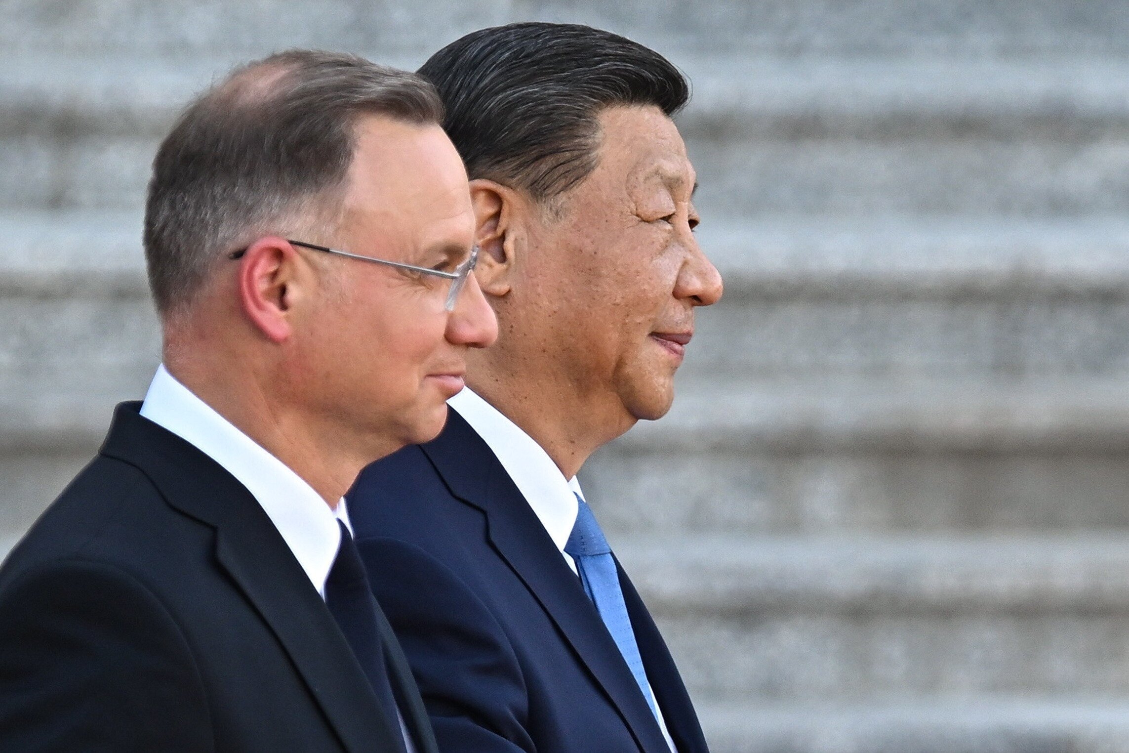 Polish President Andrzej Duda and Chinese leader Xi Jinping before their meeting at the Great Hall of the People in Beijing on Monday. Photo: EPA-EFE