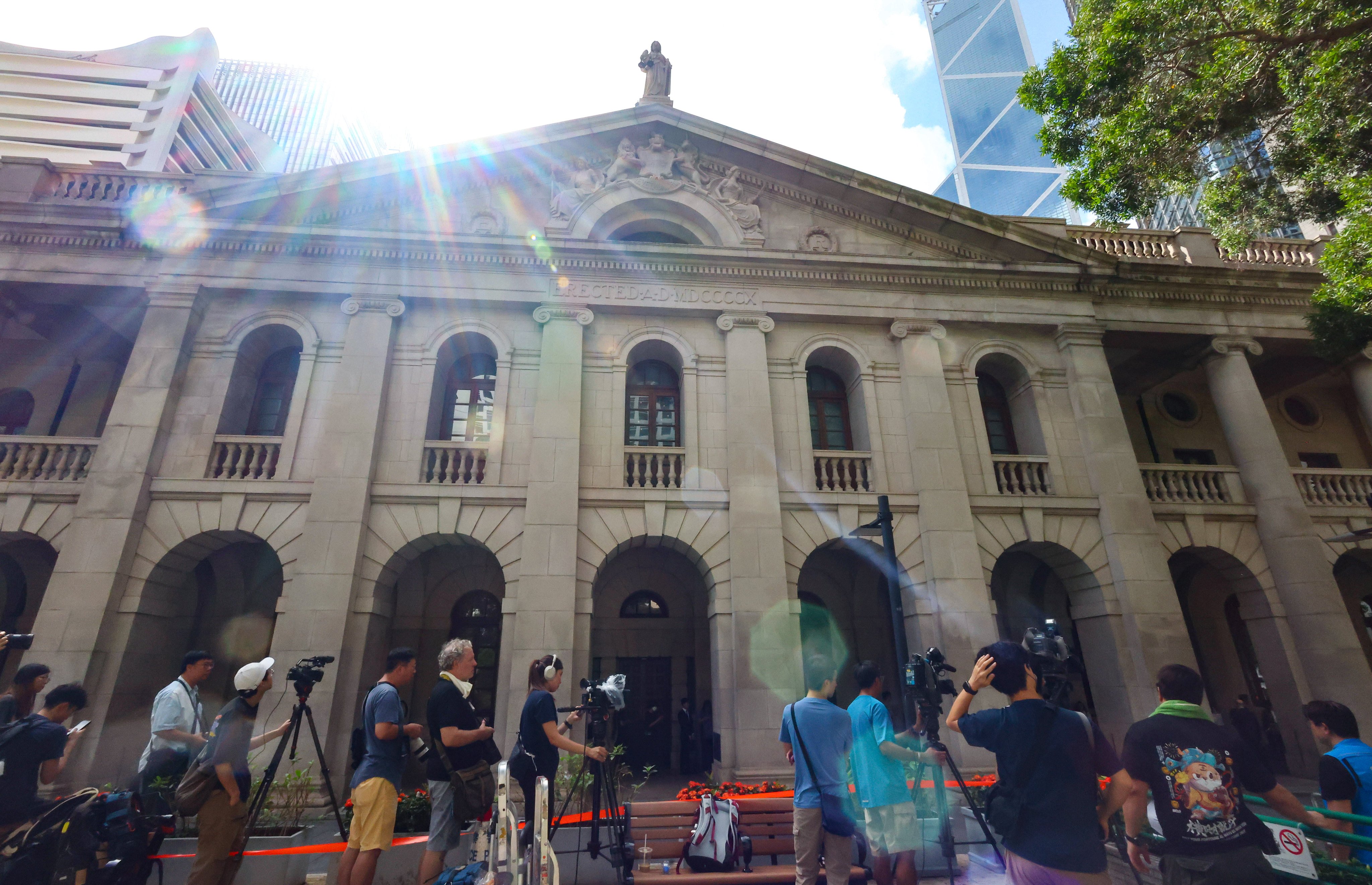 The media await the arrival of Jimmy Lai and six other appellants at the Court of Final Appeal on Monday. Photo: Dickson Lee