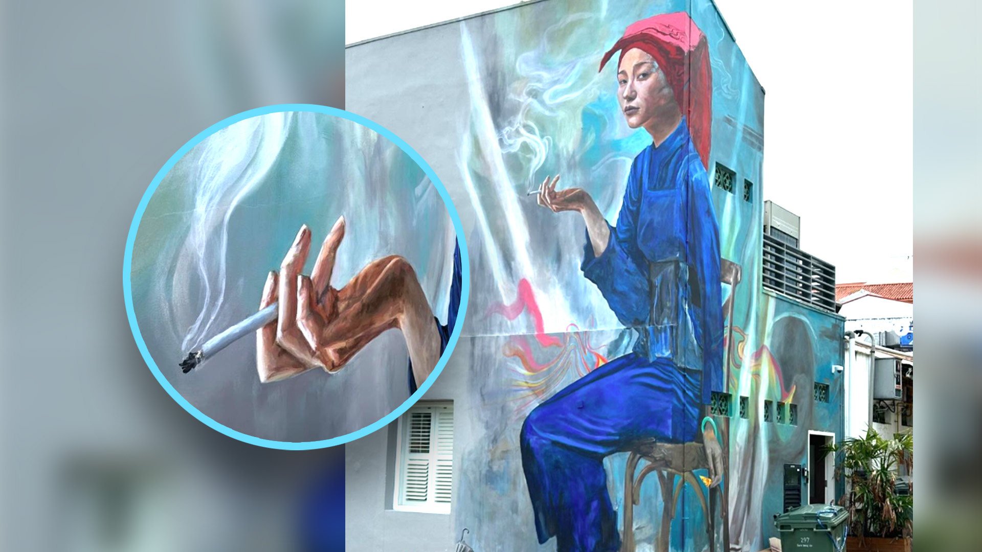 A row over the censorship of street art is raging in Singapore after the city’s authorities ordered the erasure of a smoking cigarette from a Chinatown mural. Photo: SCMP composite/ Instagram/@seanpdunston