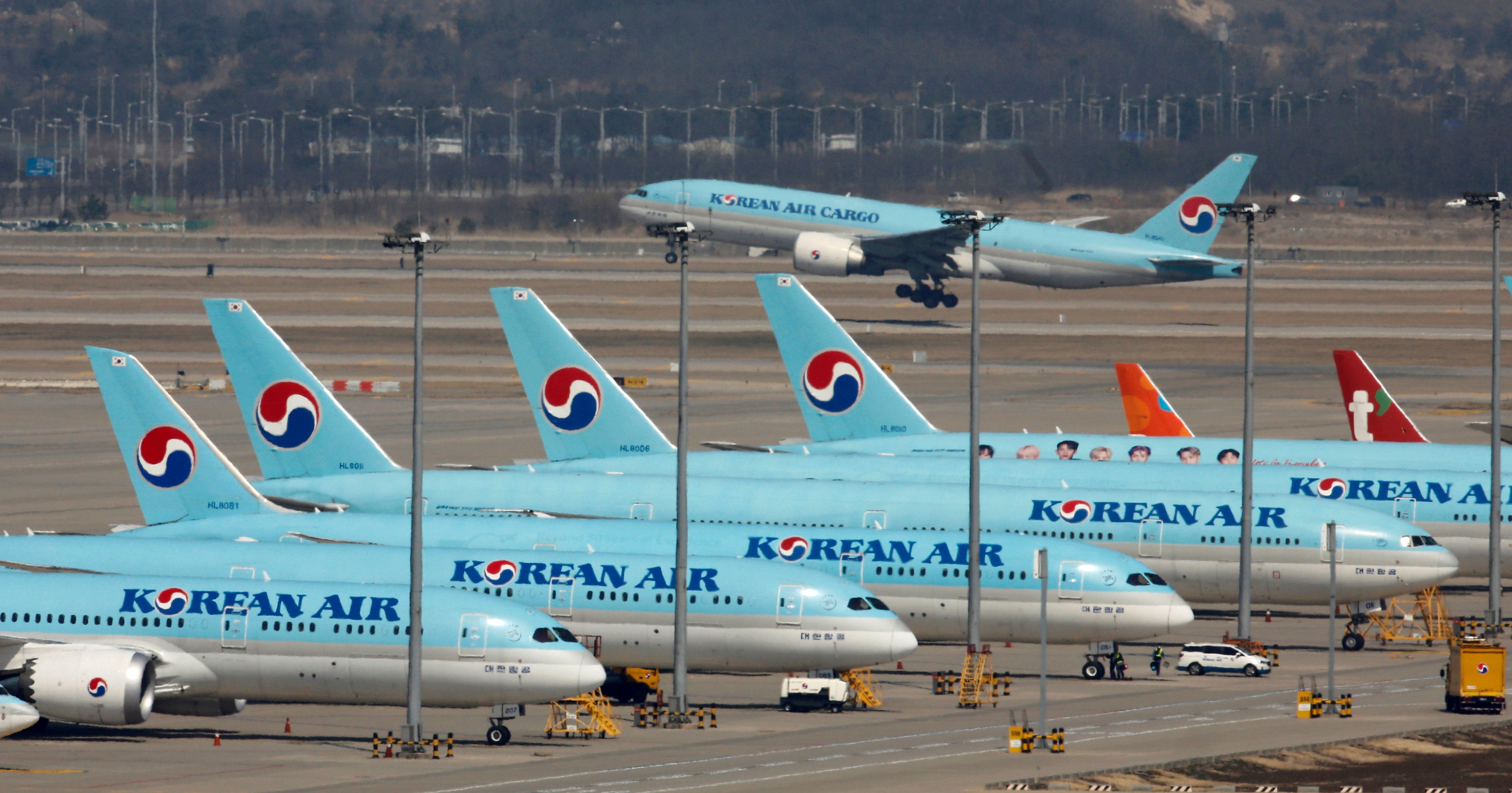 Korean Air passenger planes are seen parked on the tarmac at Incheon Airport in South Korea. Photo: Reuters