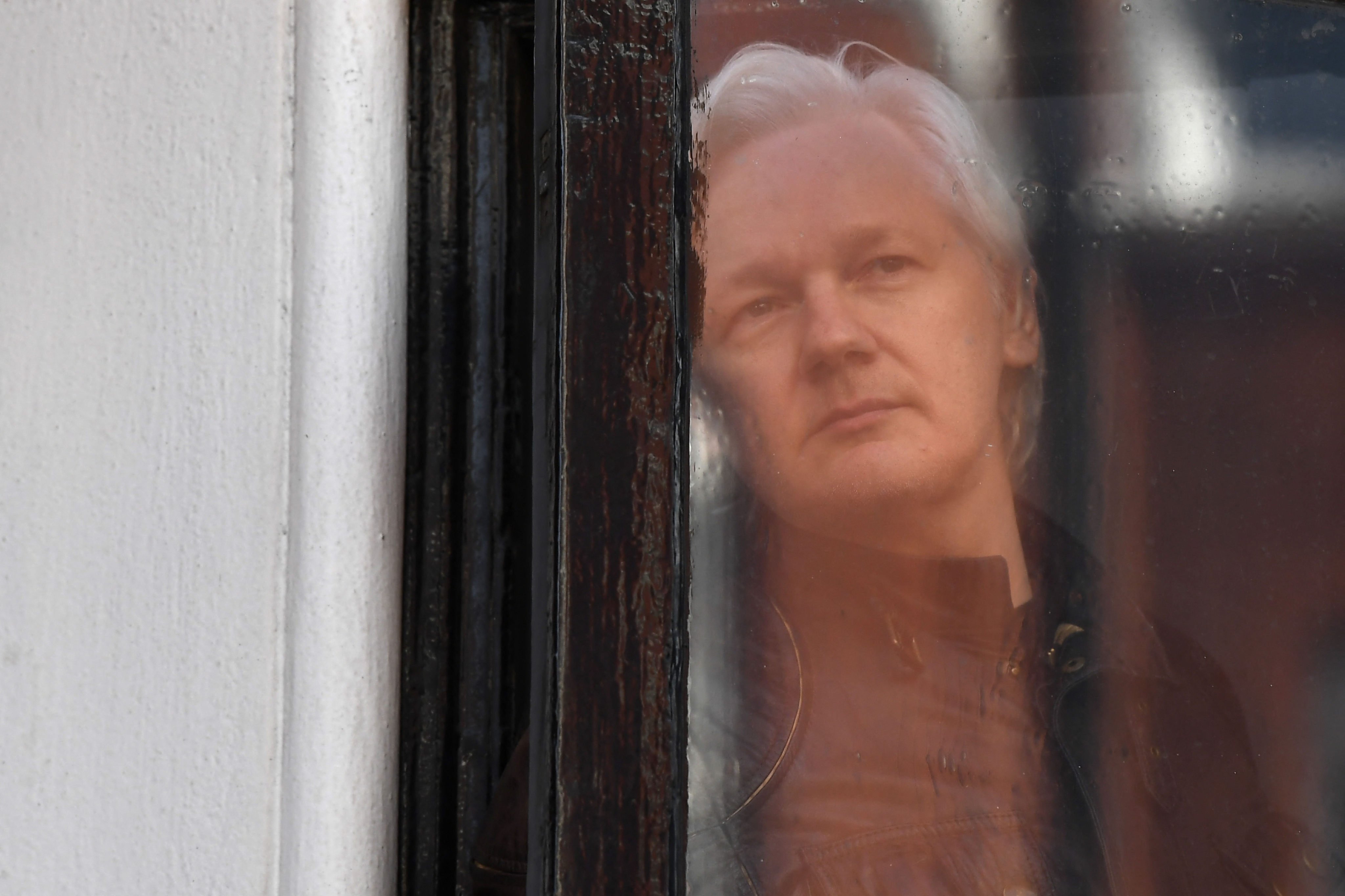 Julian Assange in 2017 at Ecuador’s embassy in London, where sought refuge. File photo: AFP