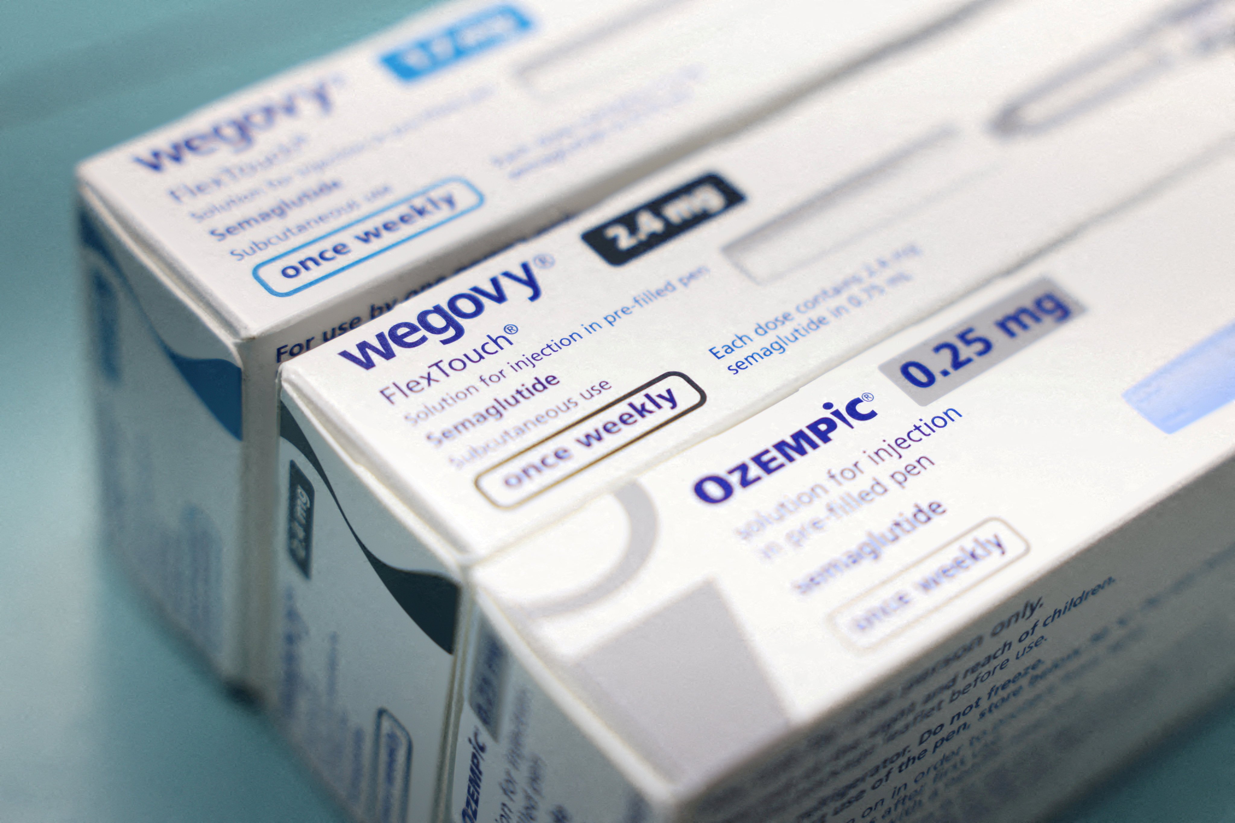 Boxes of Novo Nordisk’s weight-loss drug Wegovy and diabetes medicine Ozempic are seen at a pharmacy in London on March 8, 2024. Photo: Reuters