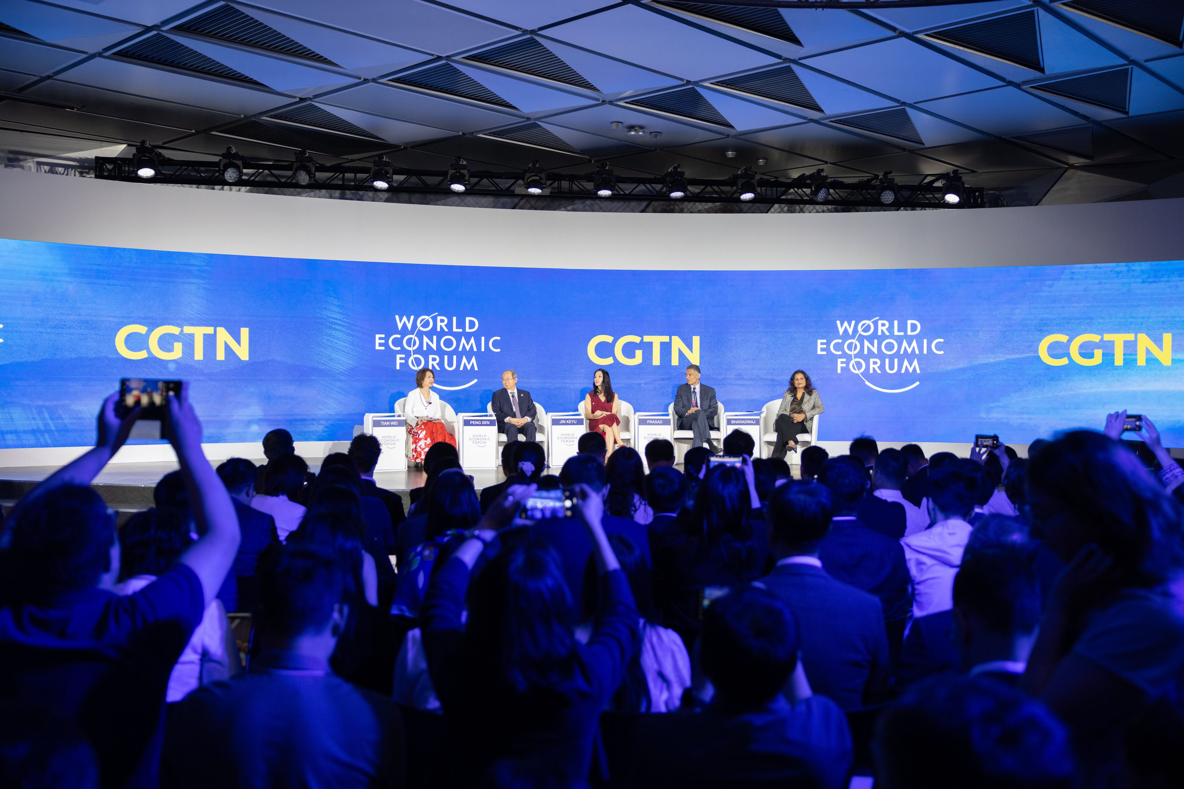 Peng Sen (second left), a former deputy director of the National Development and Reform Commission, during a session at the Annual Meeting of the New Champions 2024 in Dalian. Photo: World Economic Forum