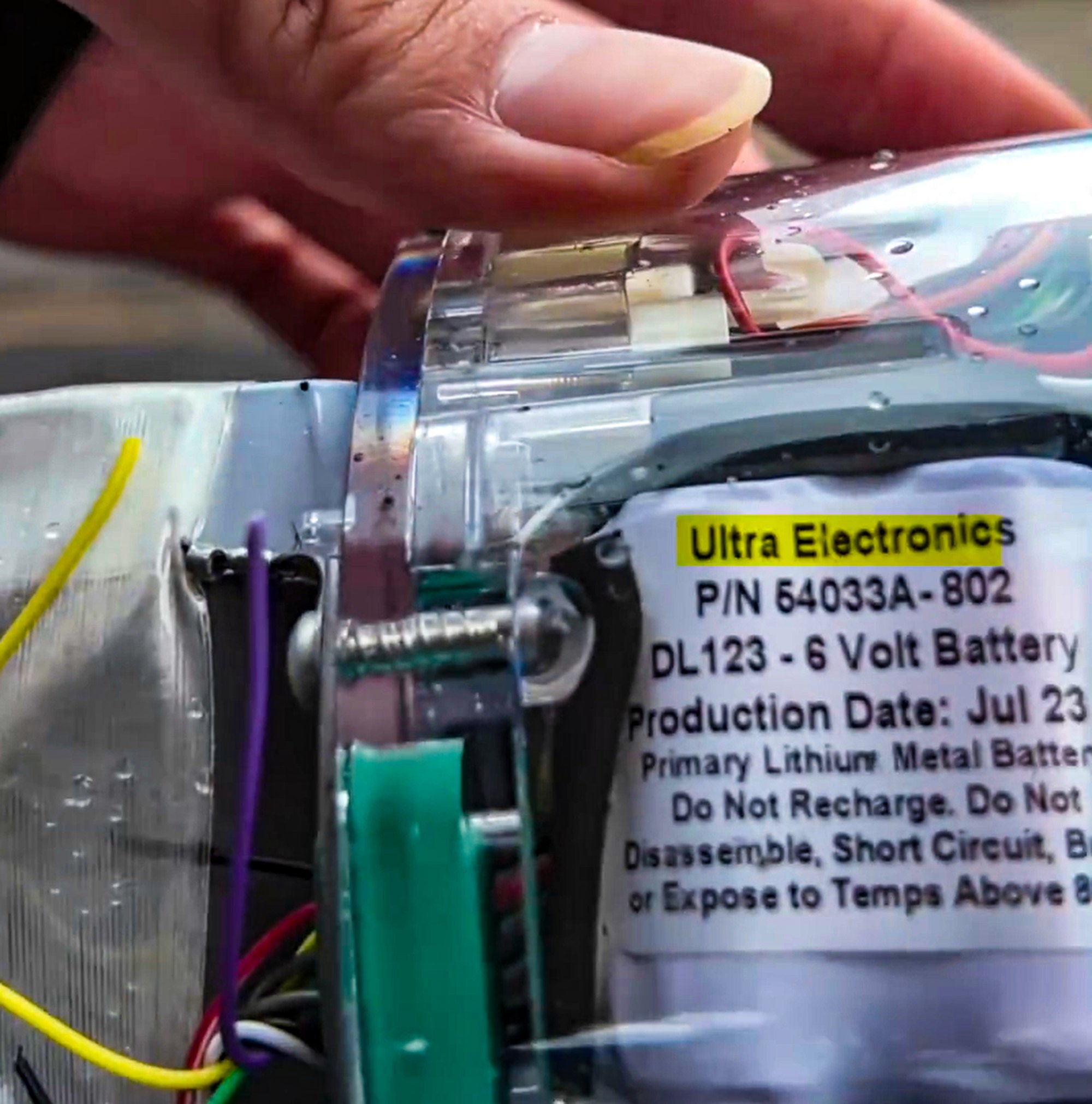 A label on a device seen in the video indicated a company called Ultra Electronics. Photo: Weibo