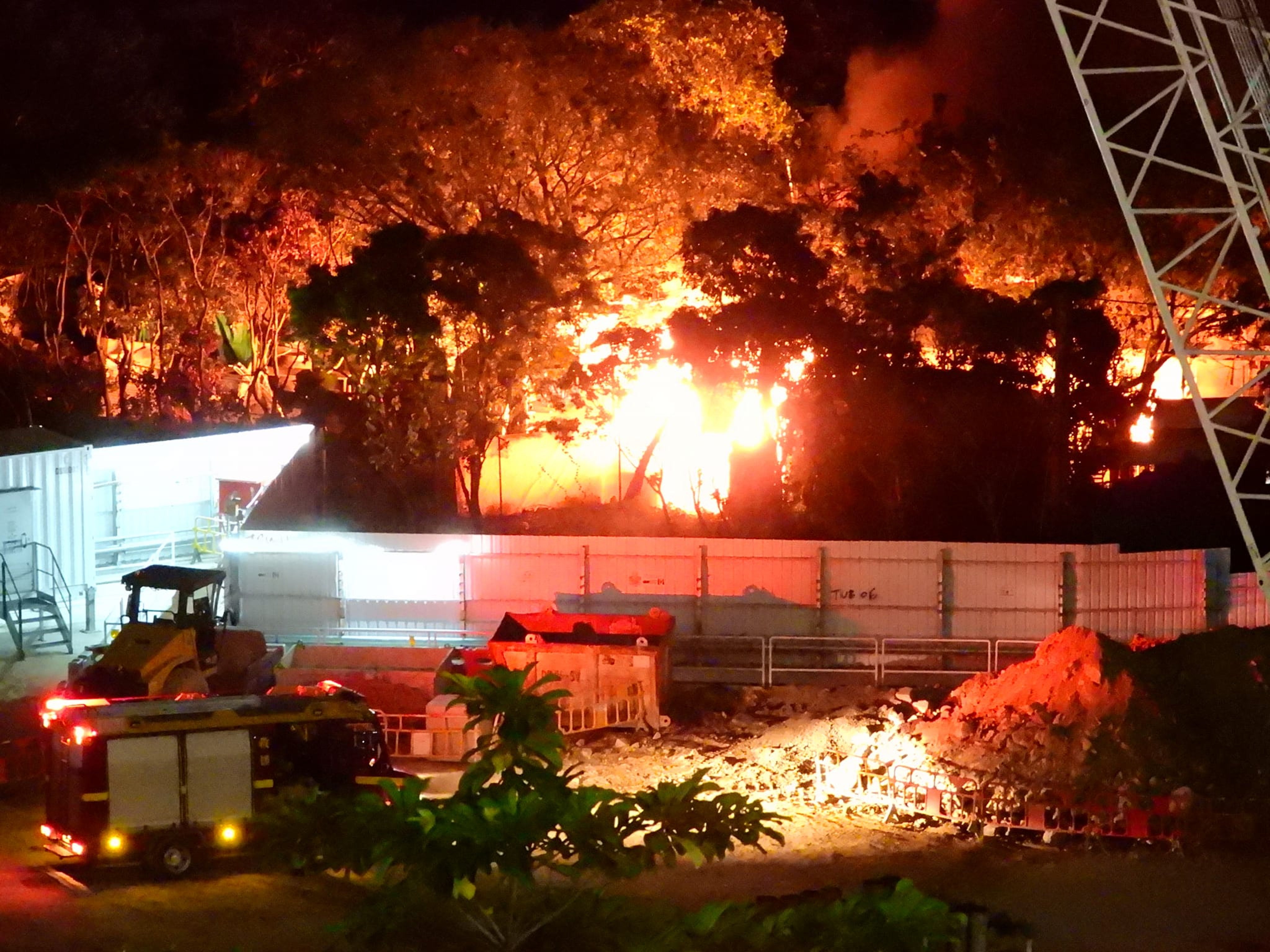 The fire at the kennel near a village house at 8 Yat Tung Street in Tung Chung. Photo: Facebook@Alex Sing