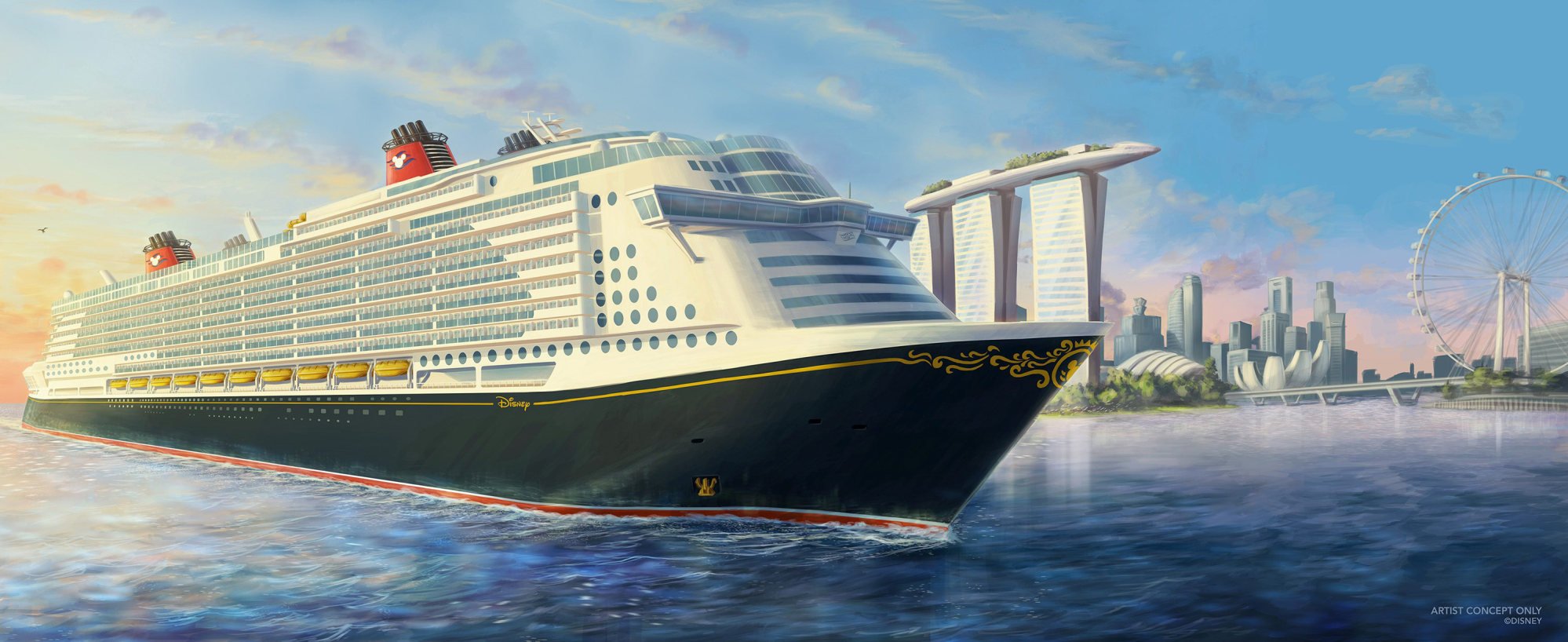 An artist’s impression of the Disney ship in Singapore. Photo: TNS