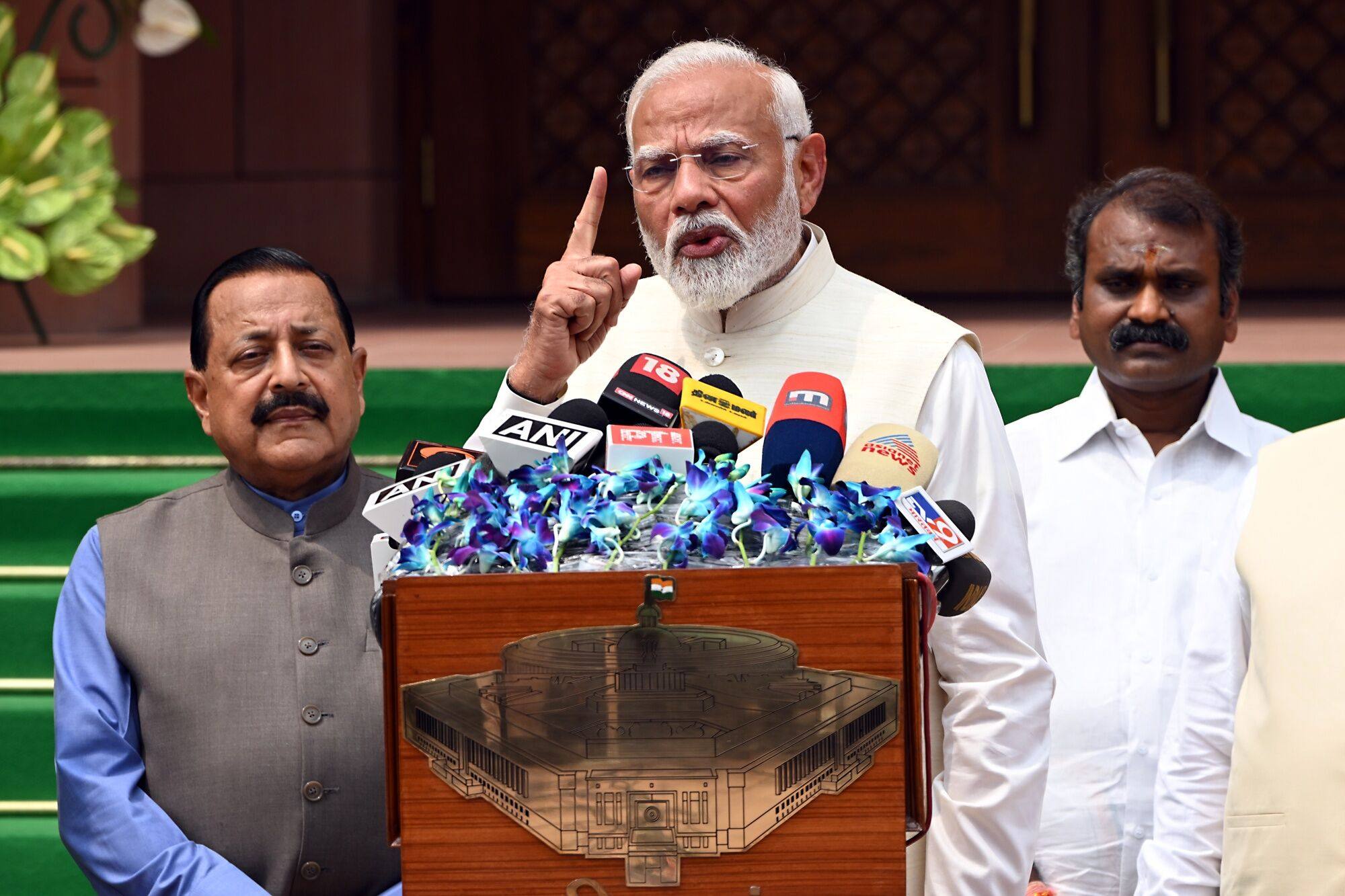 Narendra Modi, India’s prime minister, speaks during a news conference in New Delhi last month. Photo: Bloomberg
