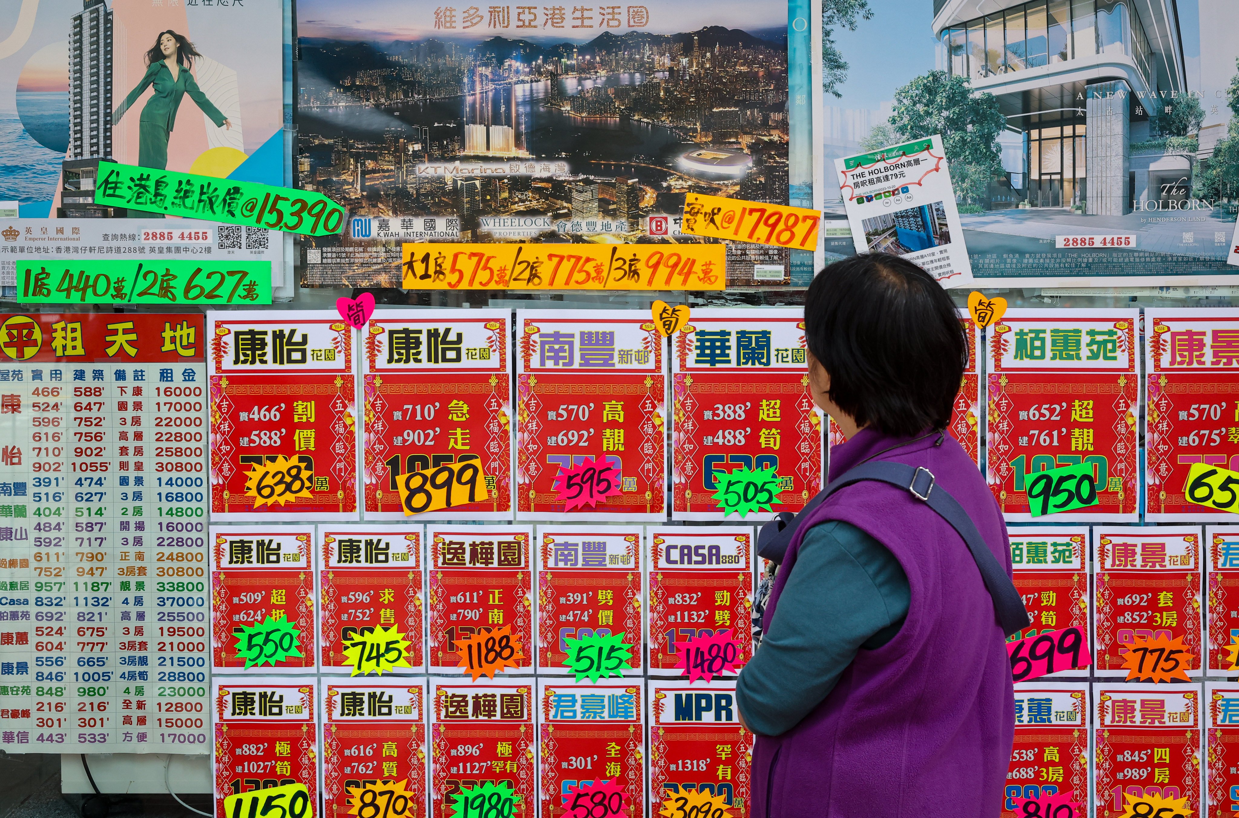 A woman scans residential property advertisements in Quarry Bay. June saw a second straight monthly fall in property transactions after an initial surge that came in the wake of the government’s lifting of restrictions. Photo: Edmond So