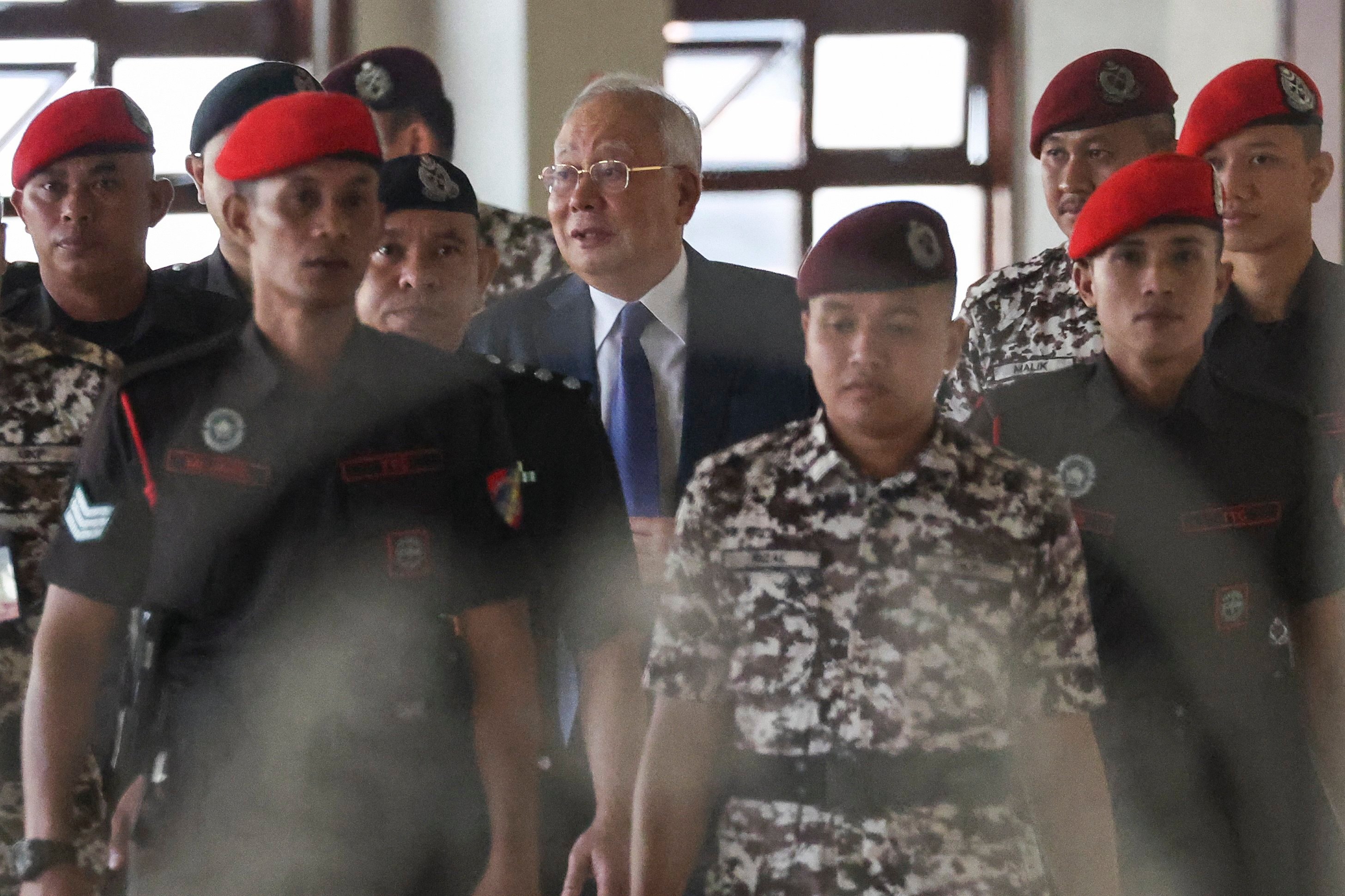 Najib Razak at a court in Kuala Lumpur last month during his house arrest hearings. Photo: EPA-EFE