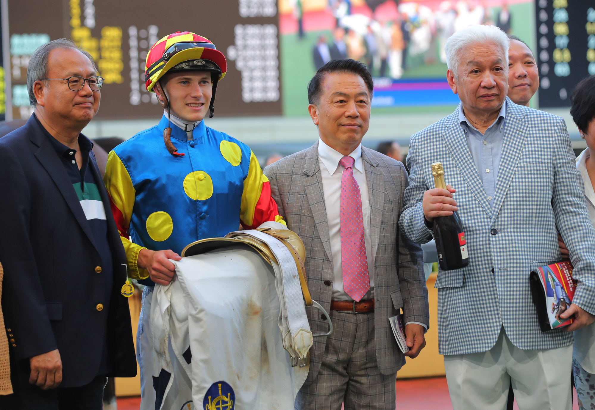 Luke Ferraris and Ricky Yiu celebrate Little Fairy’s win with connections.