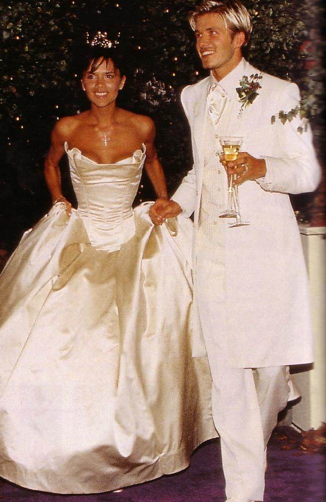 David and Victoria Beckham pose for photos during their 1999 wedding. Photo: @victoriabeckham/Instagram