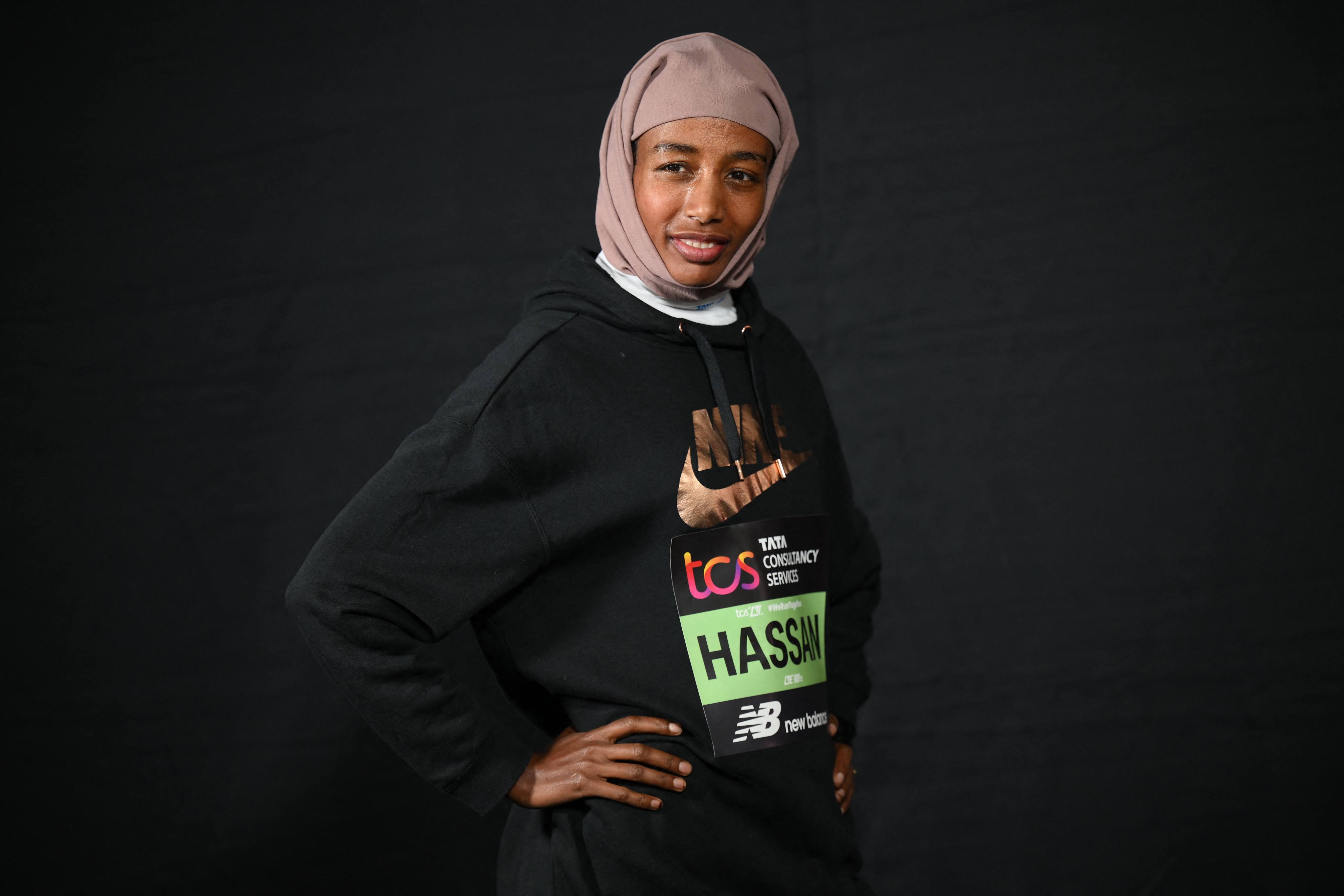 Netherlands’ Sifan Hassan poses during the international elite women’s photocall ahead of the London marathon. Photo: AFP