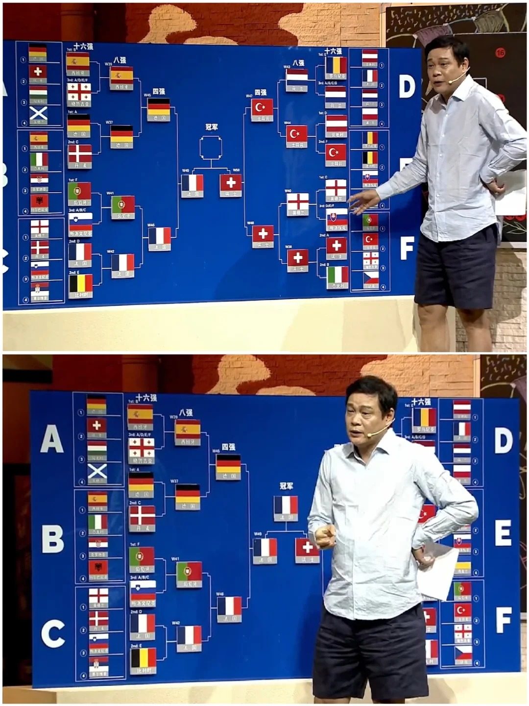 Fan Zhiyi made his correct Euro 2024 last-16 predictions on Xinai Sports. Photo: Iqiyi