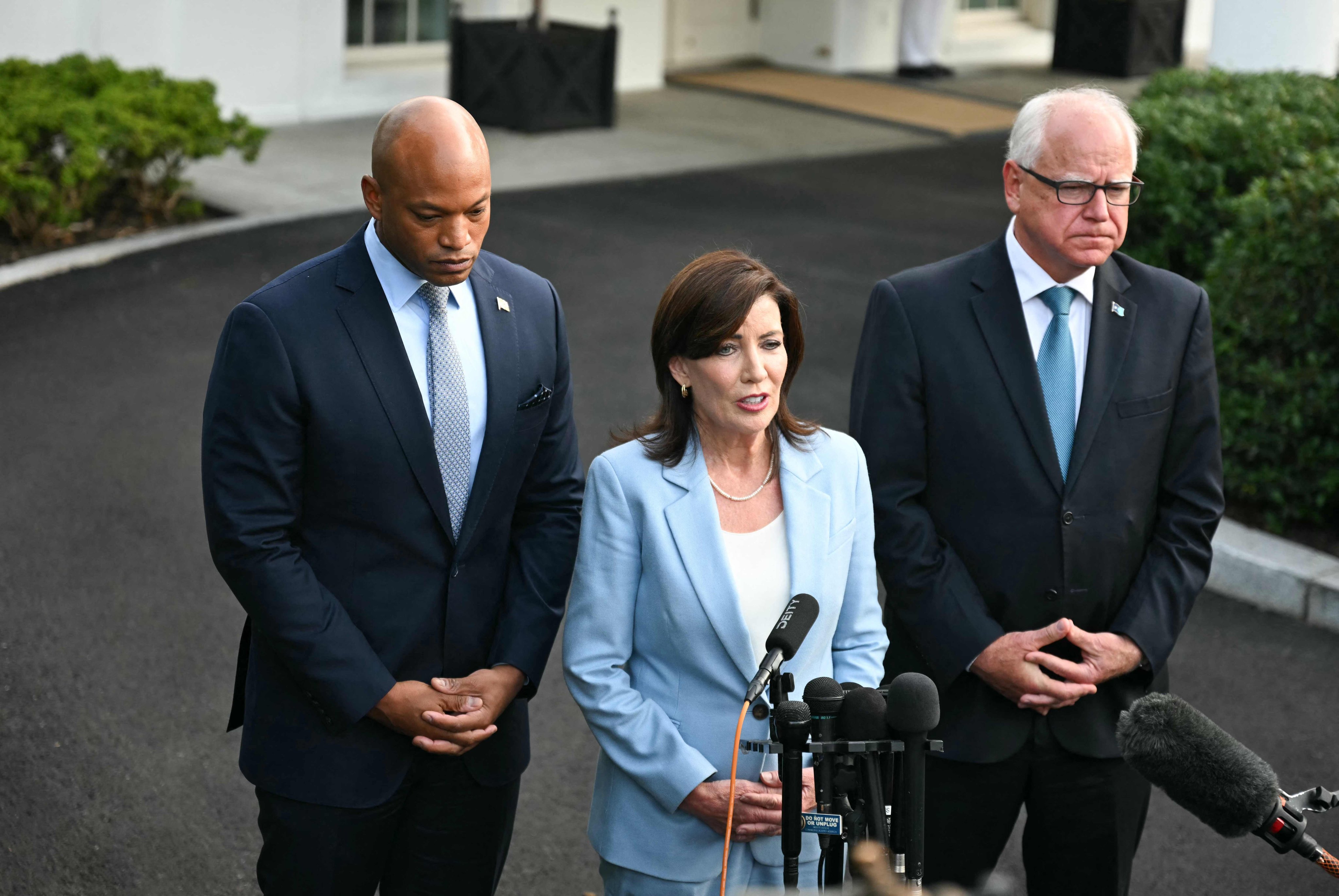 Left to righ: Wes Moore, governor of Maryland, Kathy Hochul, governor of New York, and Tim Walz, governor of Minnesota. Photo: AFP