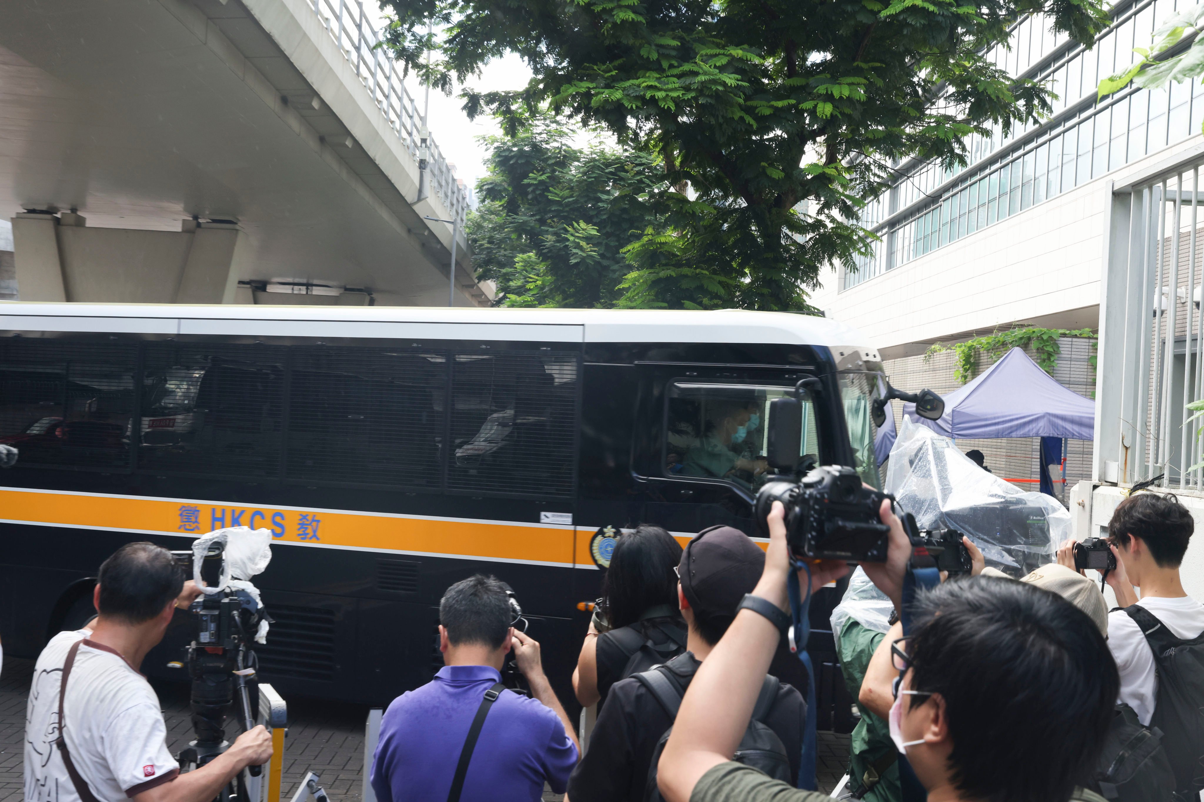 A prison van brings defendants to West Kowloon Court on Friday. Photo: Yik Yeung-man