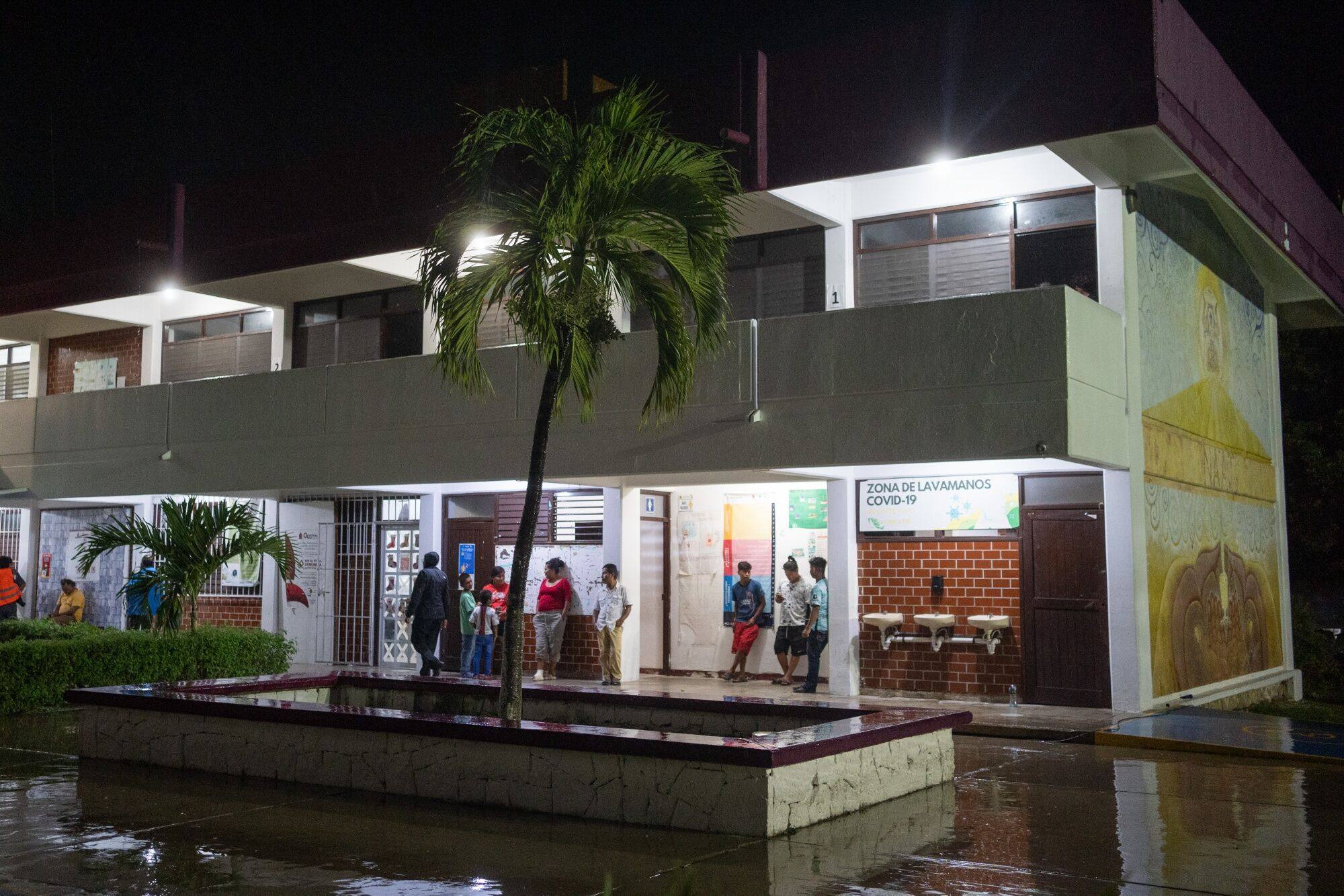 Residents at a makeshift shelter at a study centre ahead of Hurricane Beryl’s landfall in Tulum in Mexico’s Quintana Roo state. Photo: Bloomberg