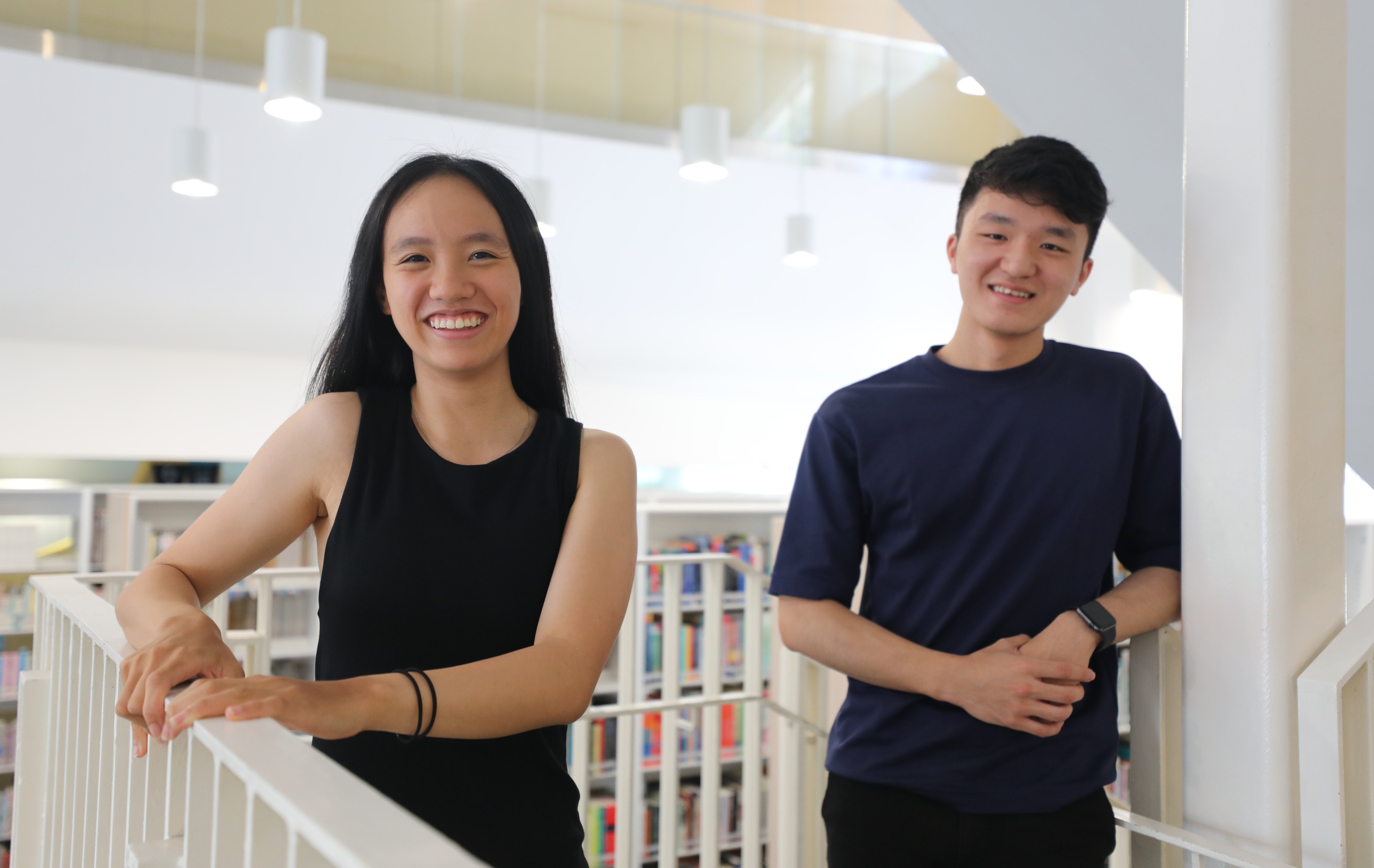 Singapore International School students Martha Hung (left) and Christian Lu scored 45 in their IB programmes. Photo: Xiaomei Chen