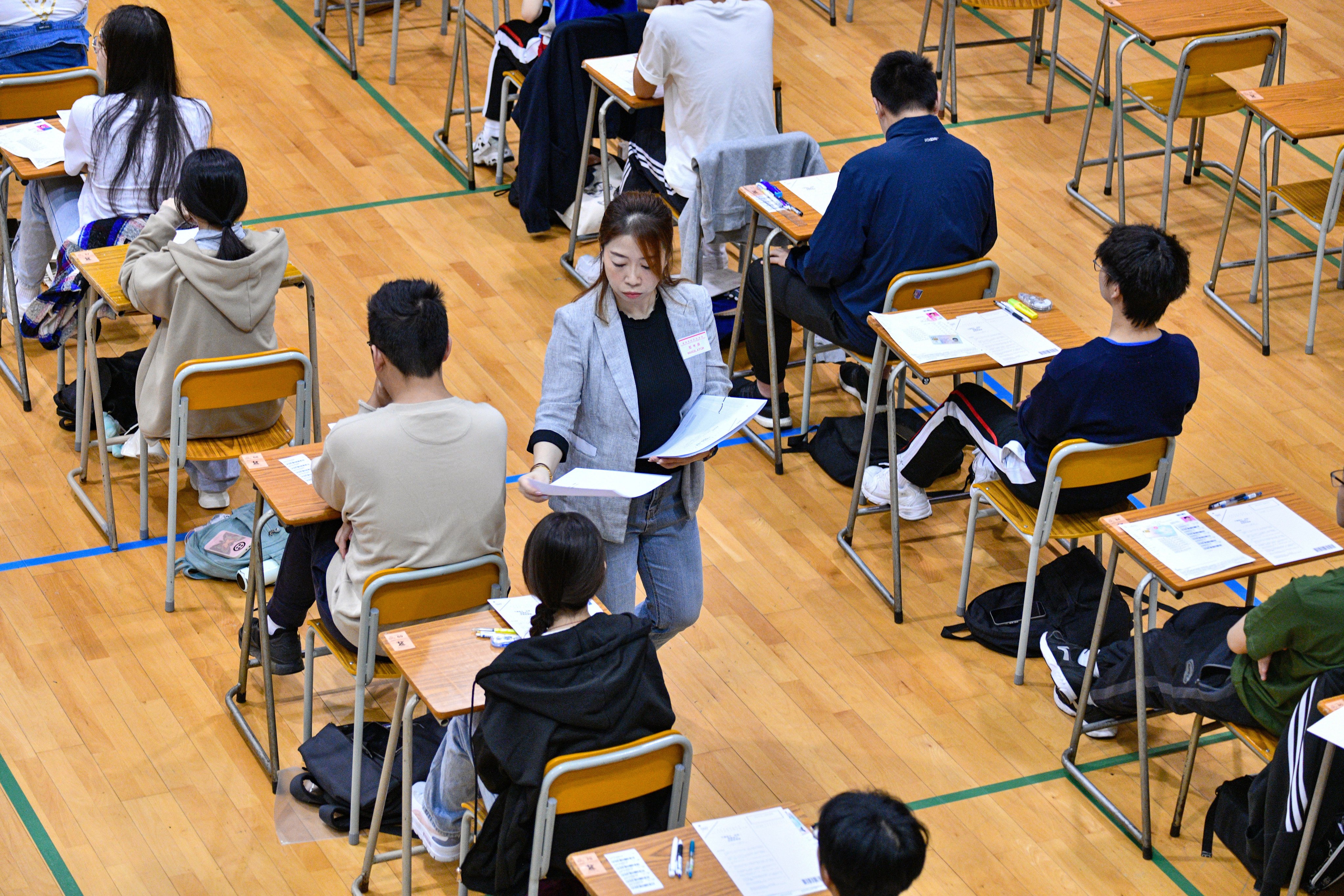 Students sit for the DSE Chinese Language examination at a secondary school in Hong Kong’s Tai Po district on April 11. Photo: Handout