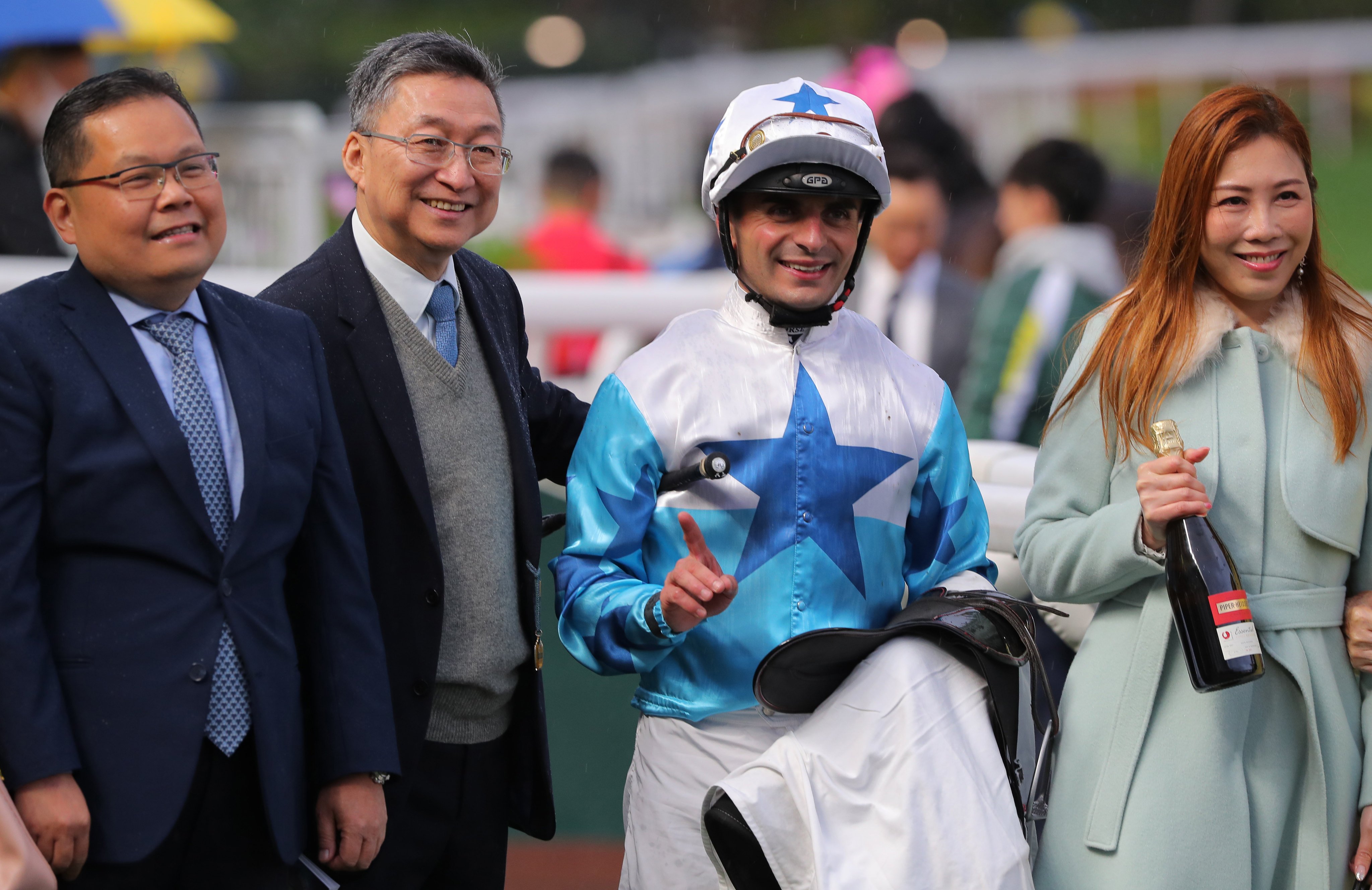 Francis Lui (second from left) and Andrea Atzeni team up in three races at Happy Valley. Photos: Kenneth Chan