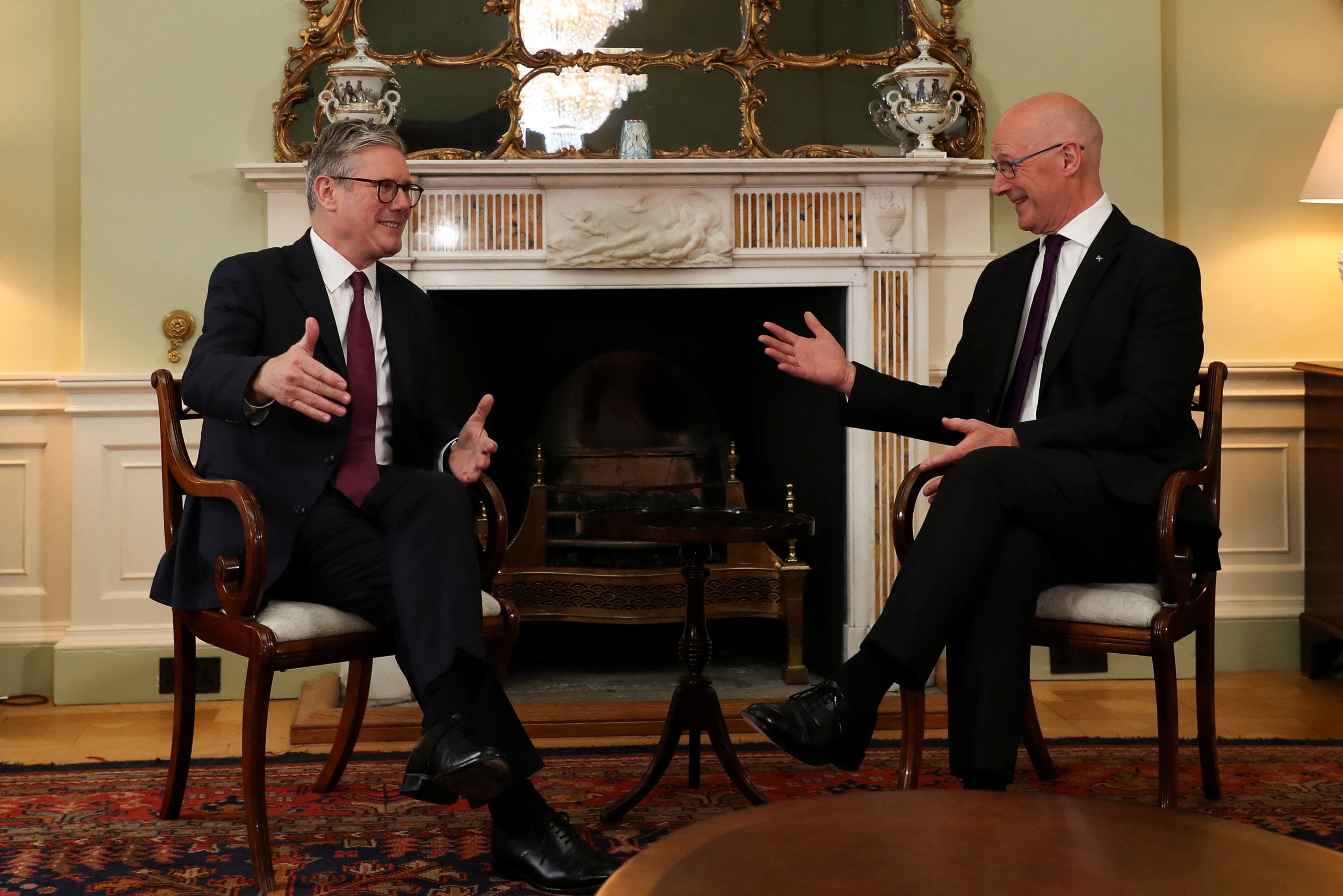 Britain’s Prime Minister Keir Starmer meets Scottish First Minister and SNP leader John Swinney. Photo: Scott Heppell via Reuters