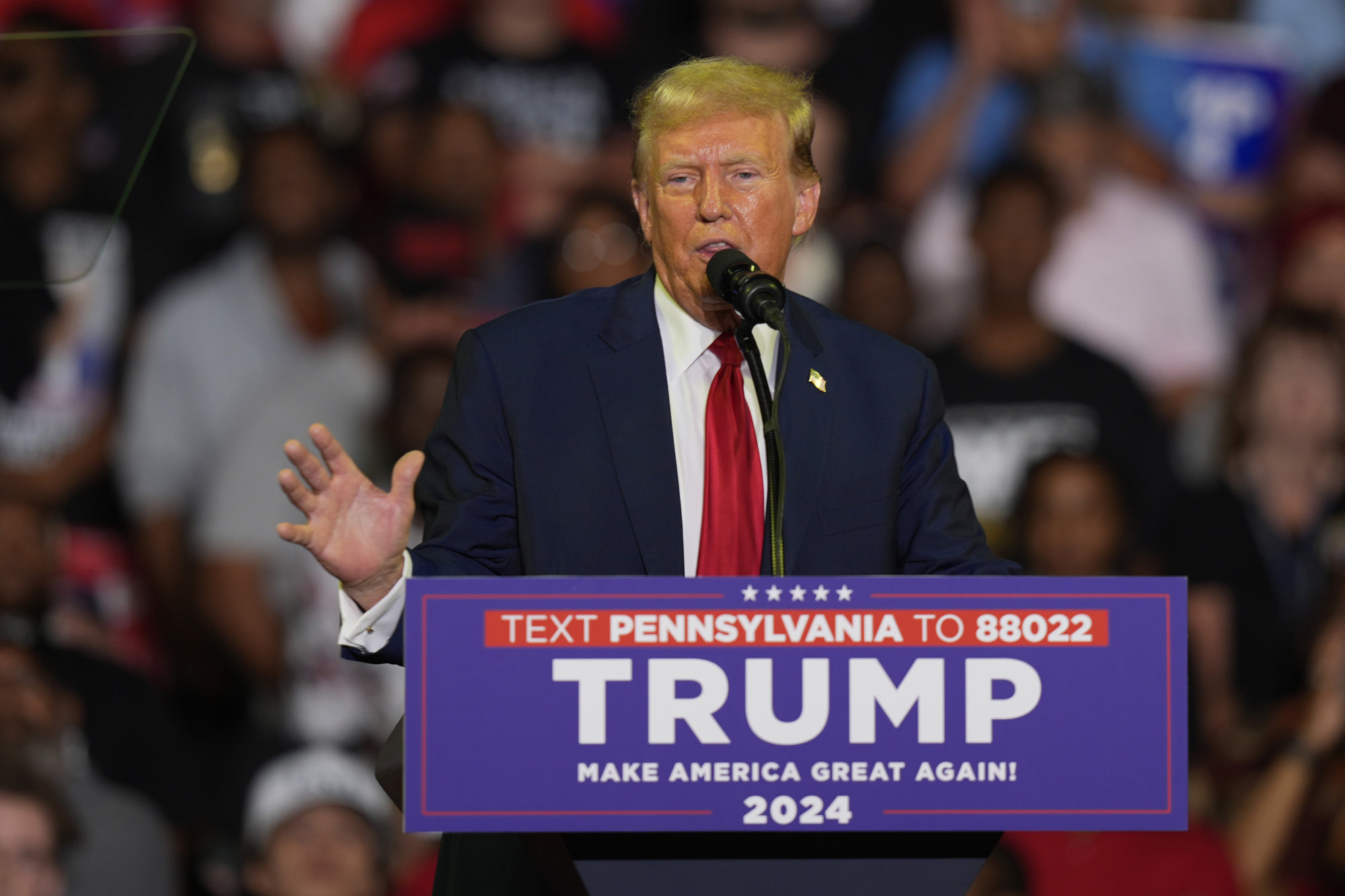 Former US president Donald Trump speaks at a campaign rally in Philadelphia on June 22. Photo: AP