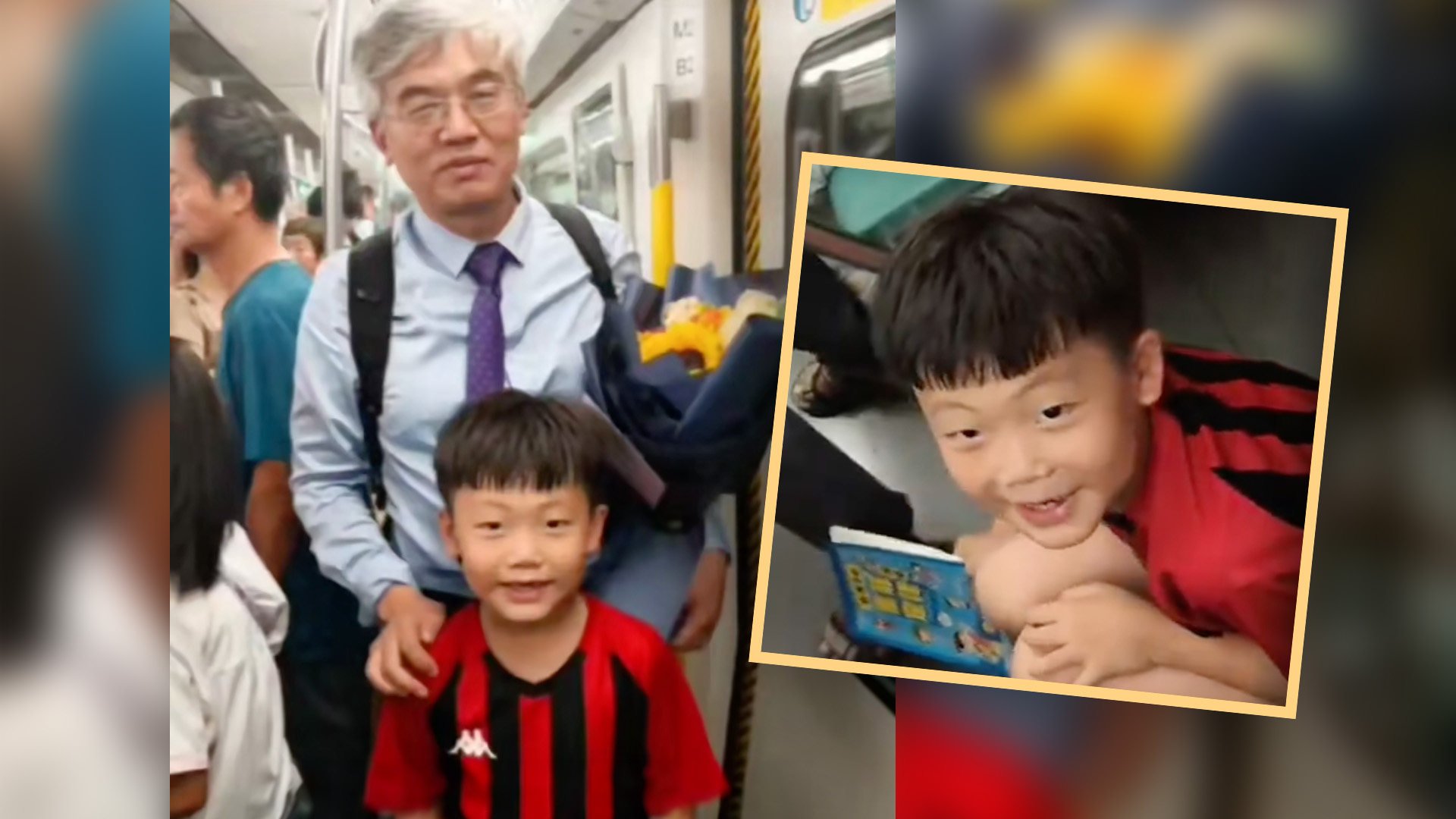 A bookish boy aged seven in China was spotted reading a psychology book on a train by an impressed professor who promptly invited him to visit the top university where he teaches. Photo: SCMP composite/Douyin/Weibo