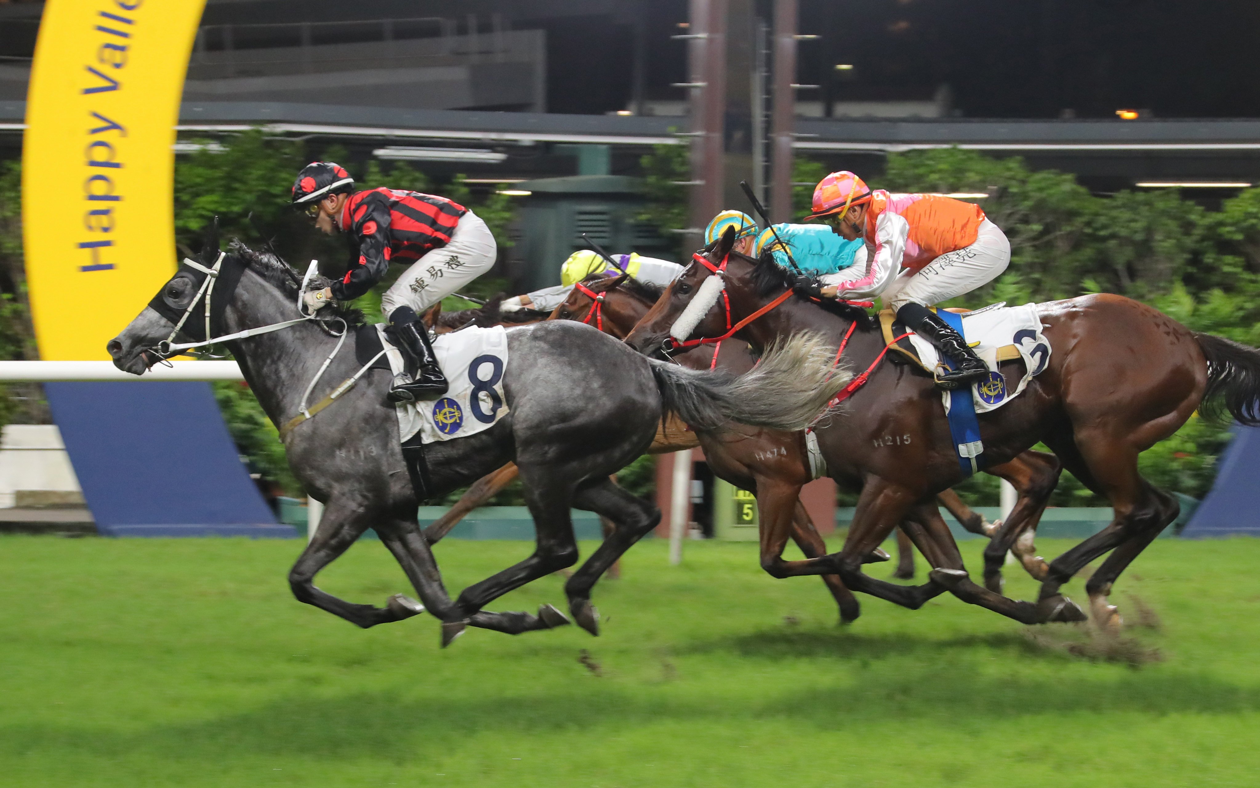 Outgate surges home to score at the Valley under Angus Chung. Photos: Kenneth Chan