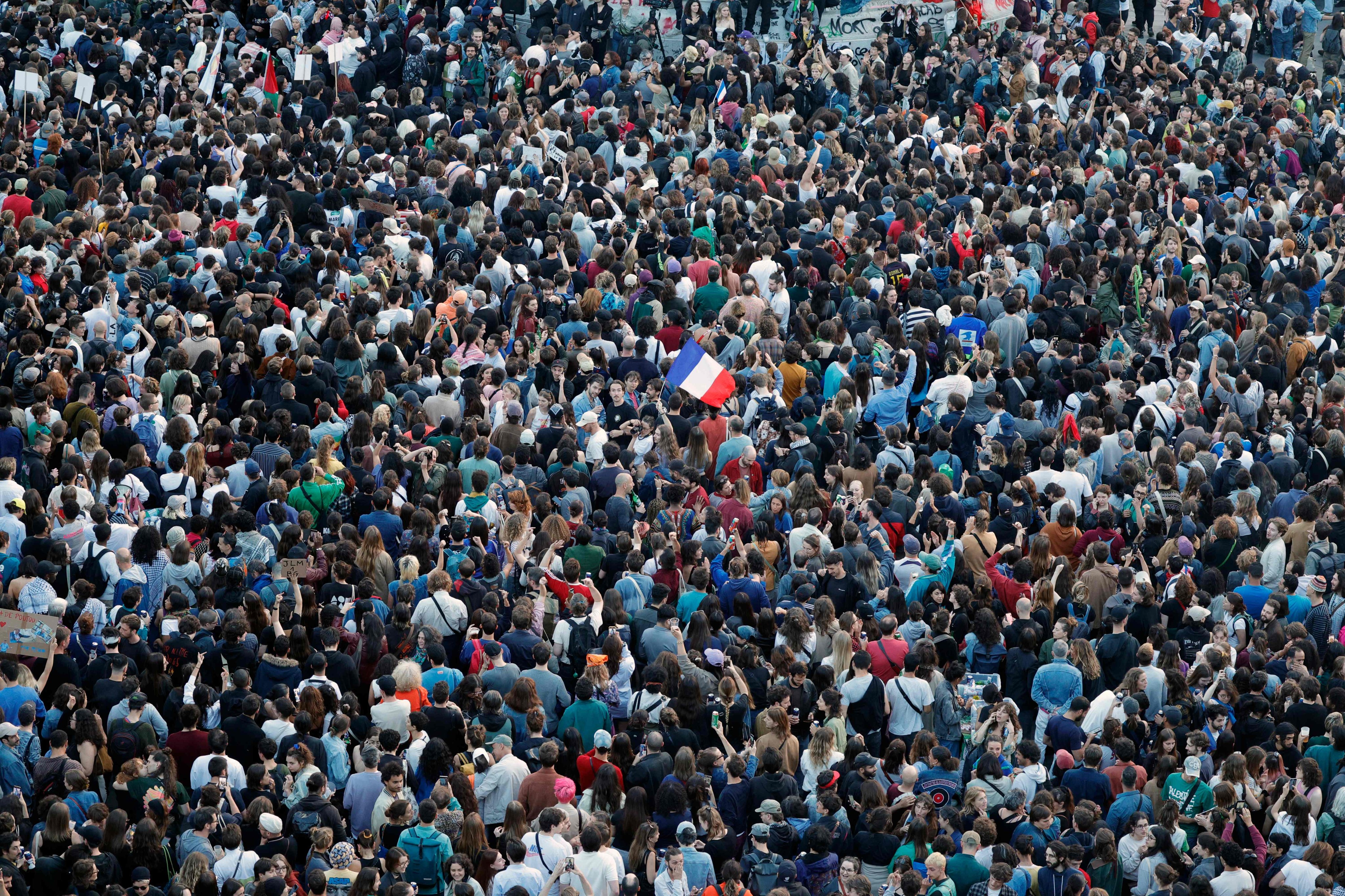 A crowd at Republique Square in Paris on Sunday. Photo: AFP
