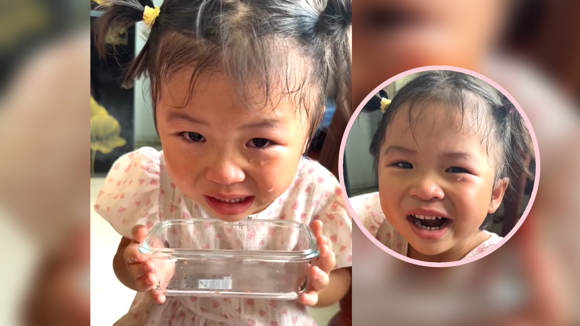 A father in China has been criticised after he ordered his three-year-old daughter to fill a bowl with her tears as punishment for watching too much television. Photo: SCMP composite/Douyin