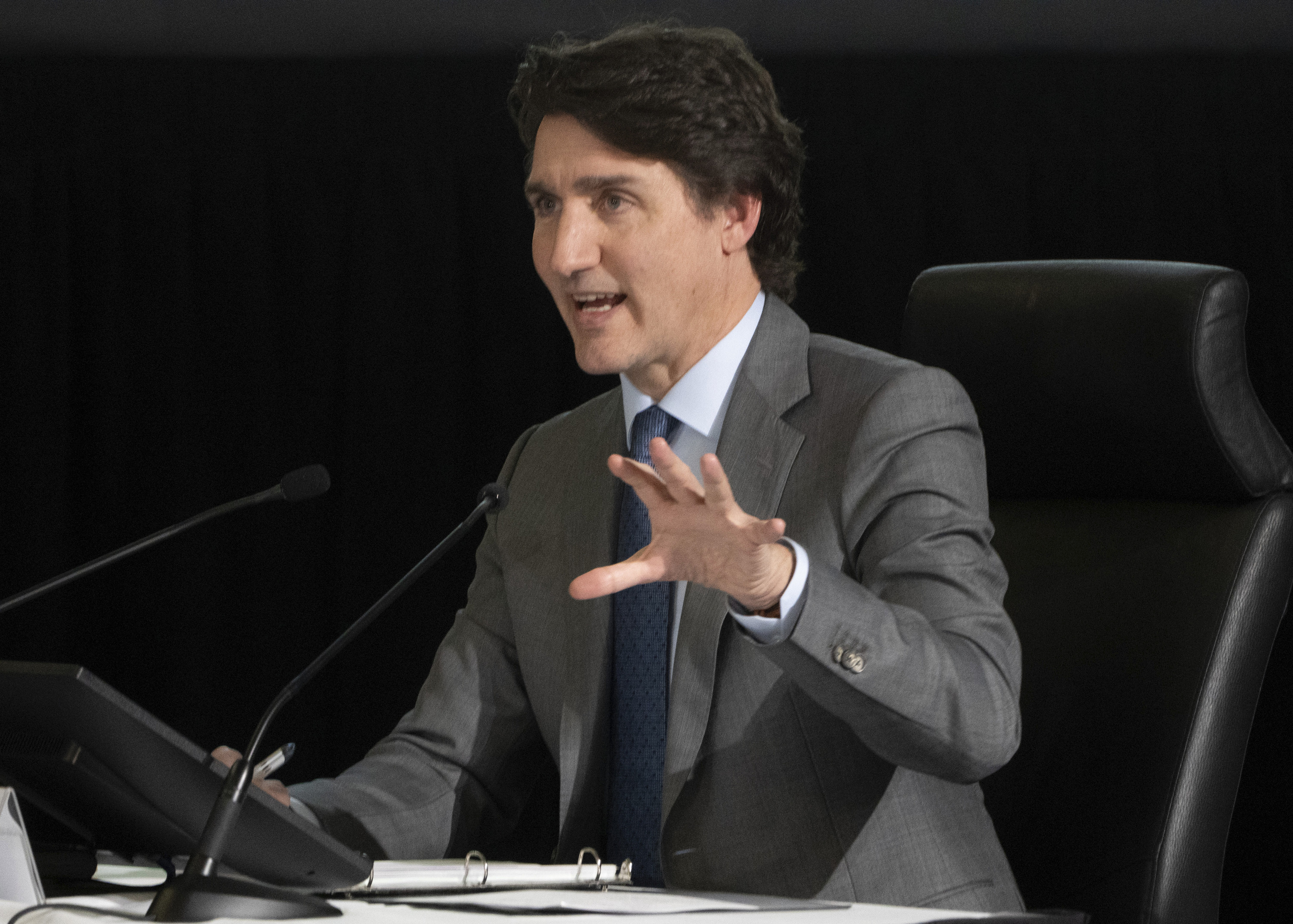 Canadian Prime Minister Justin Trudeau appears as a witness at the public inquiry Into foreign interference in federal electoral processes and democratic Institutions on April 3 in Ottawa. Photo: AP