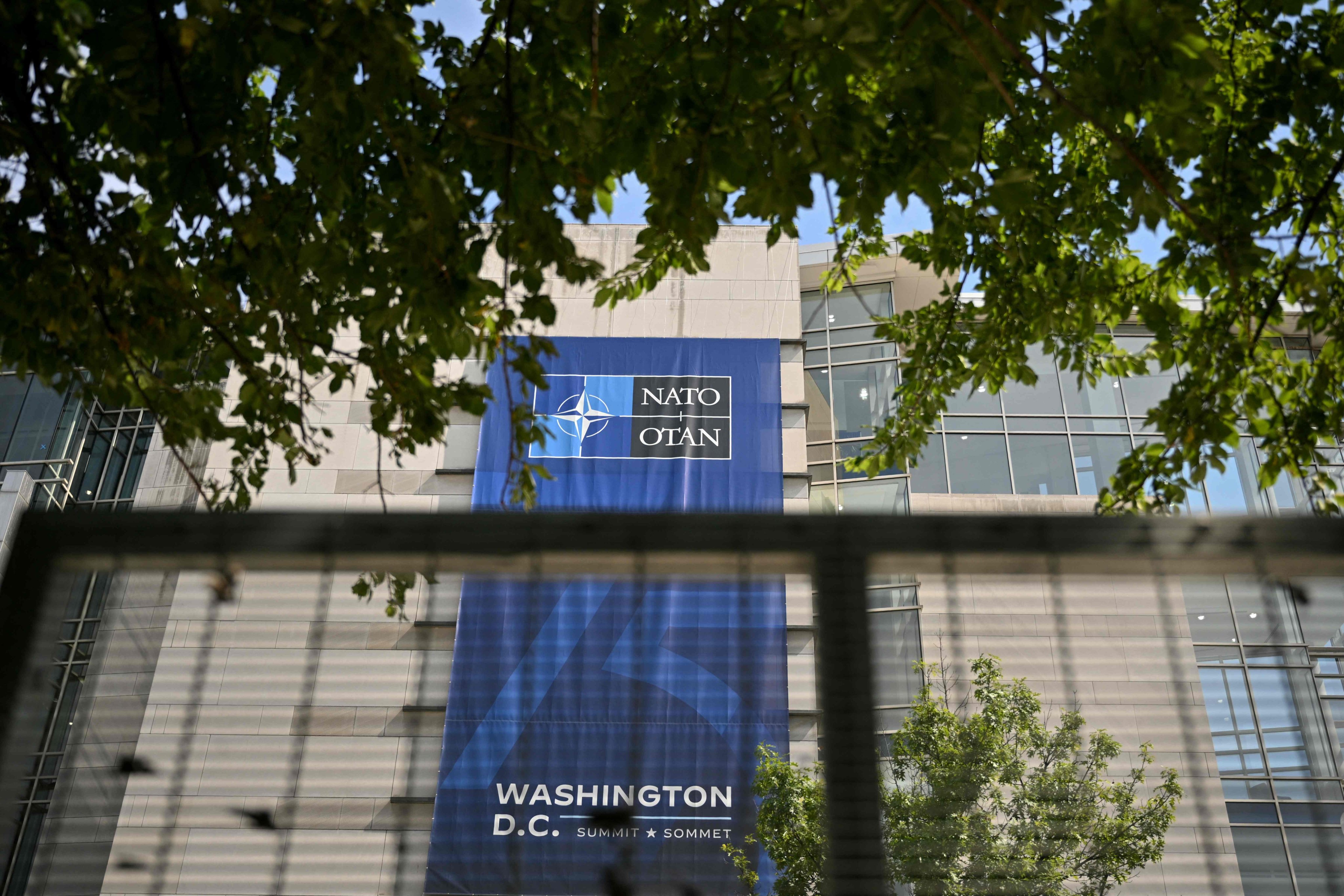 Security fencing outside the Washington convention centre where the Nato summit will be taking place in Washington. Photo: AFP