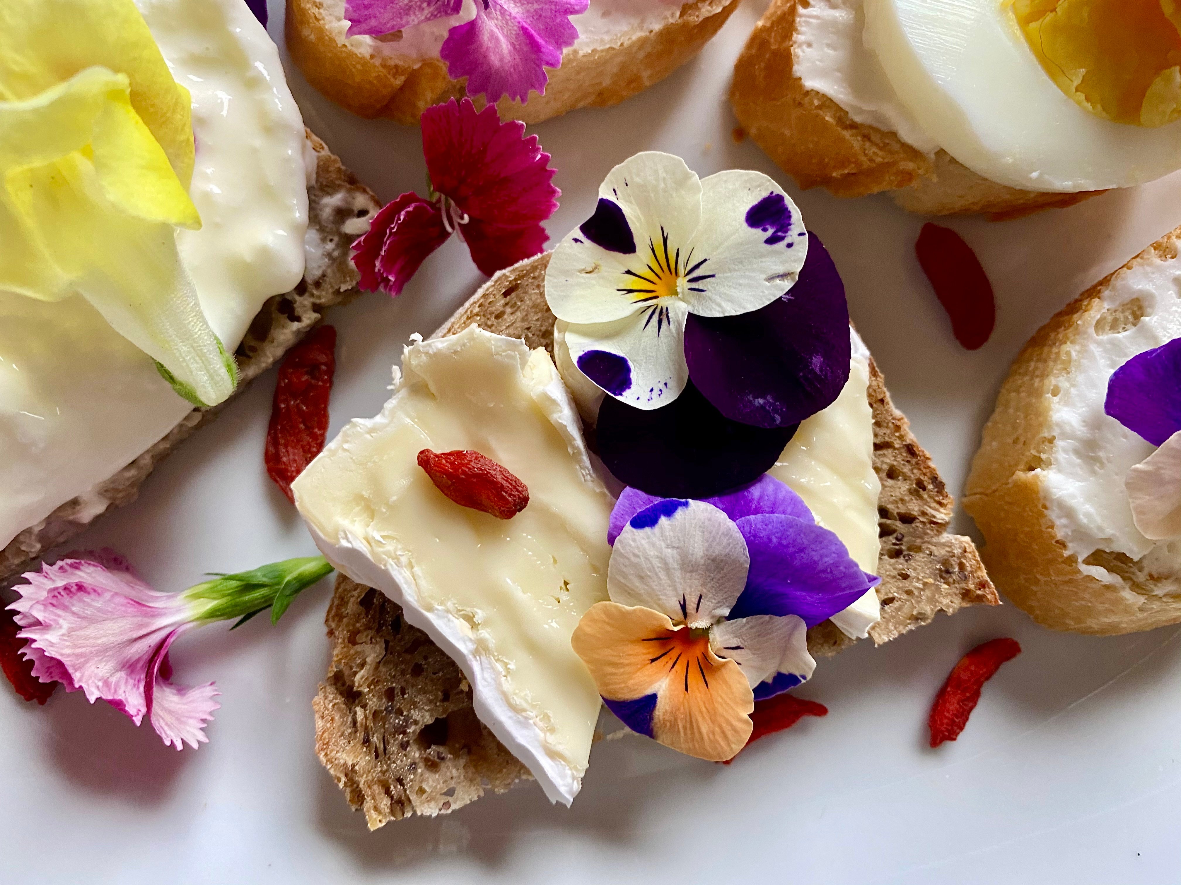 Unlocking the therapeutic power of flowers: a dive into medicinal properties and well-being benefits. Pictured: canapés with edible flowers. Photos: Handout