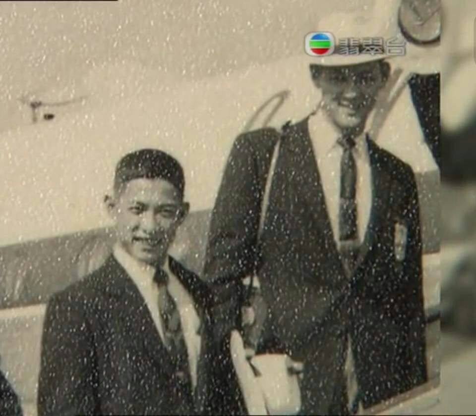 Wan Shiu-ming (left) and Cheung Kin-man departing Hong Kong’s Kai Tak Airport on a Qantas twinjet for the 1956 Olympic Games in Melbourne. Photo: Handout