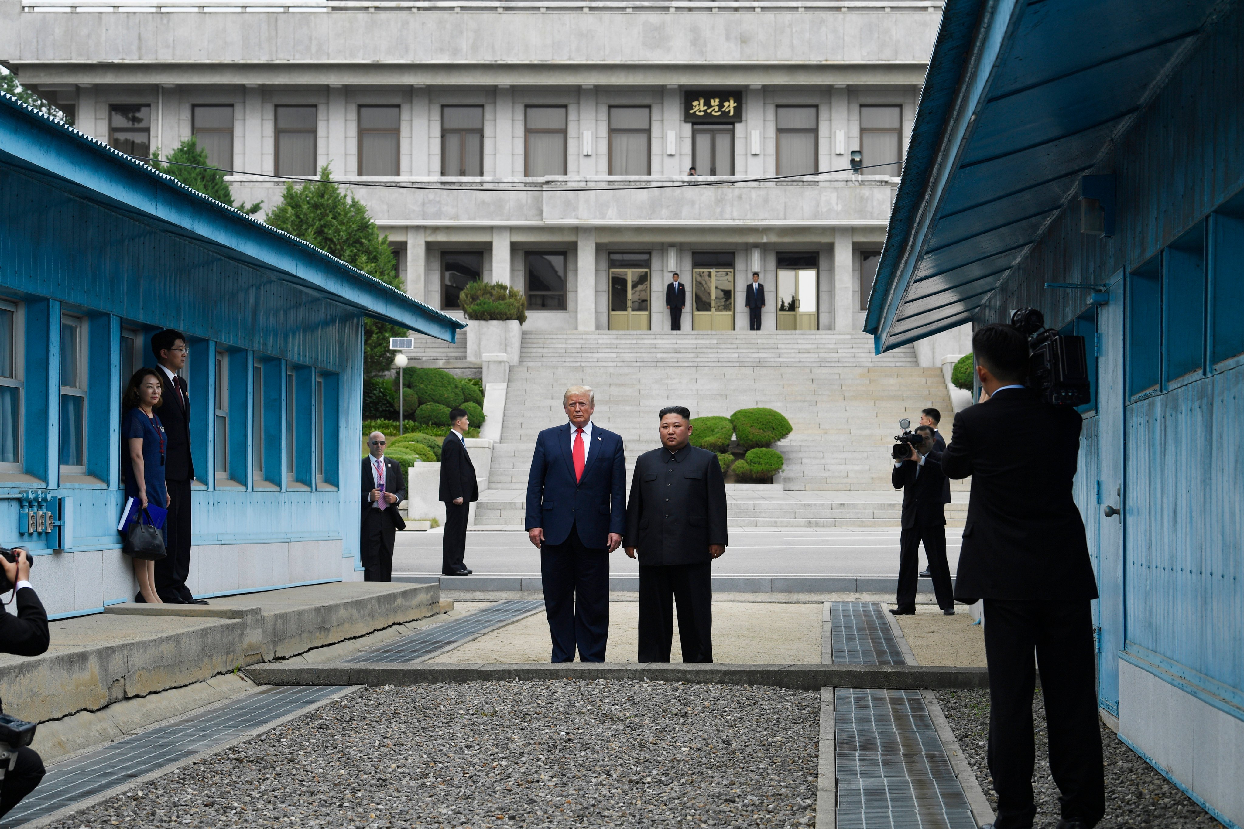 US President Donald Trump meets North Korean leader Kim Jong-un in 2019 at the Panmunjom border village in the Demilitarized Zone. Photo: AP 