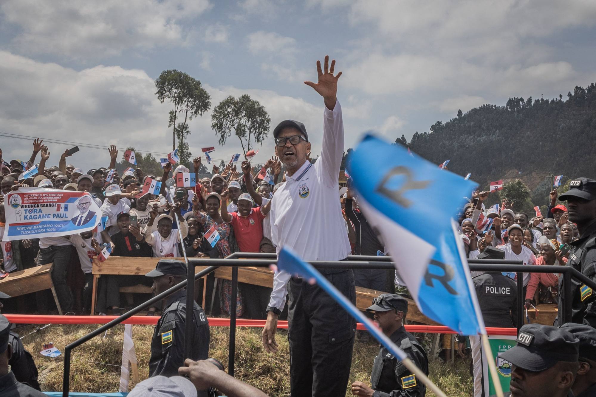 Rwandan President Paul Kagame during a Rwanda Patriotic Front (FPR) rally, in Musanze, Rwanda on June 22. Photo: AFP