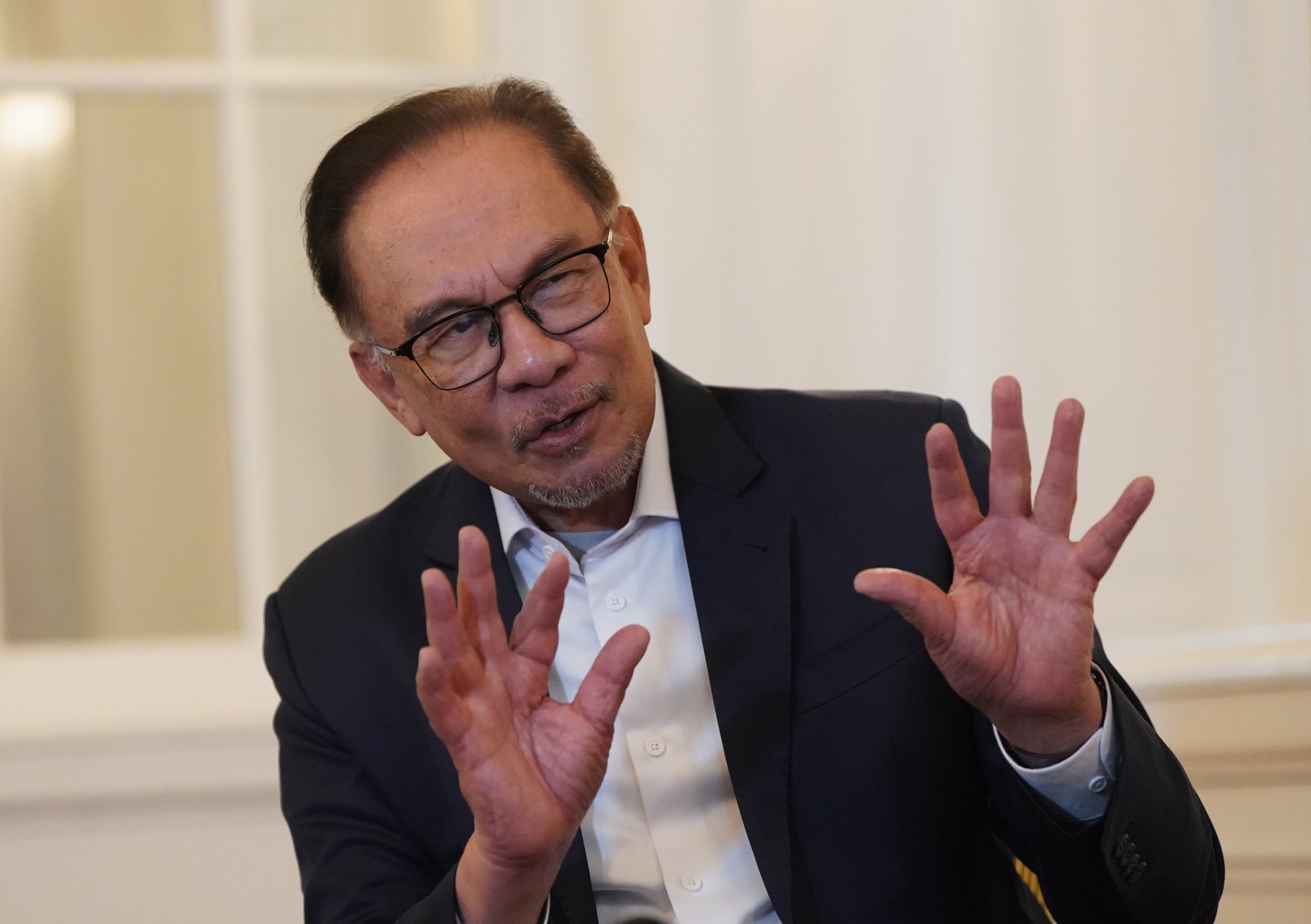 Malaysian Prime Minister Anwar Ibrahim speaks during an interview in Hamburg in March. Photo: DPA