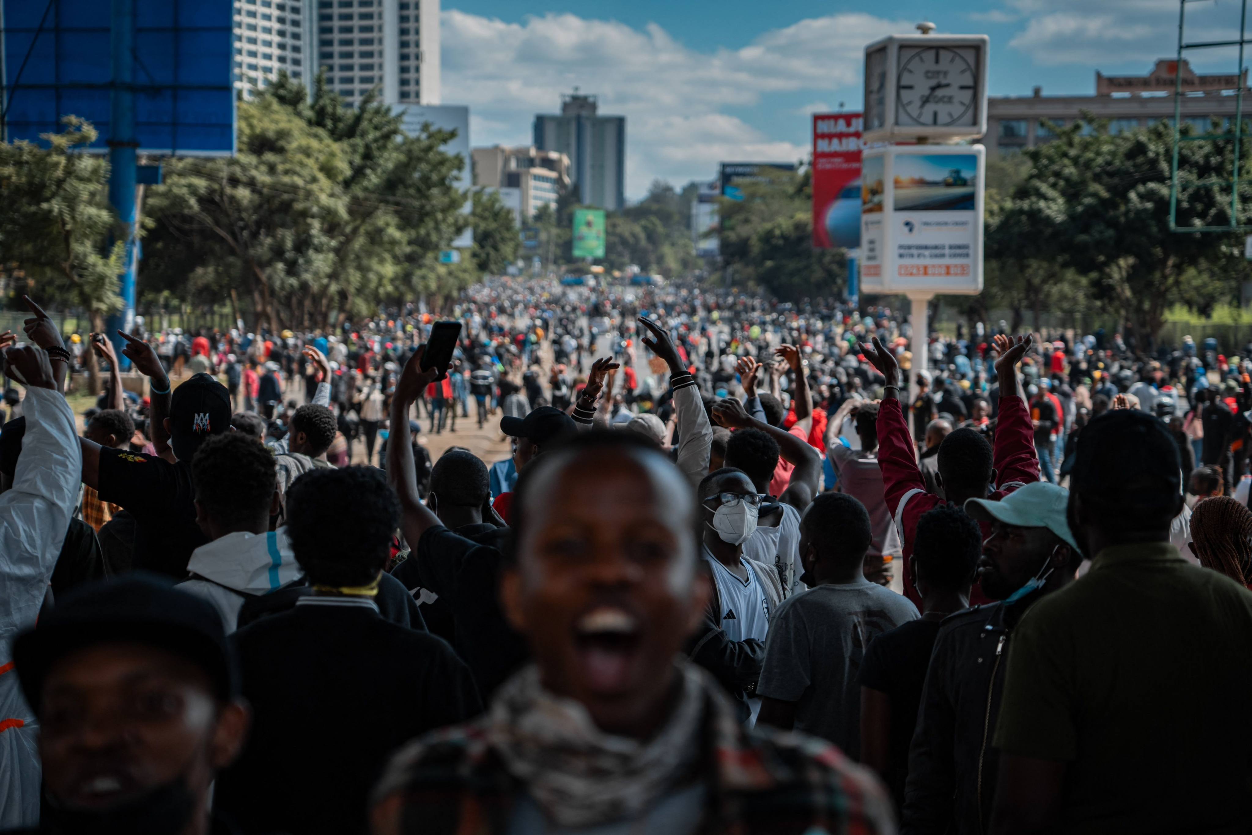 Kenyans protest against tax hikes and the finance bill 2024 in downtown Nairobi. Photo: AFP