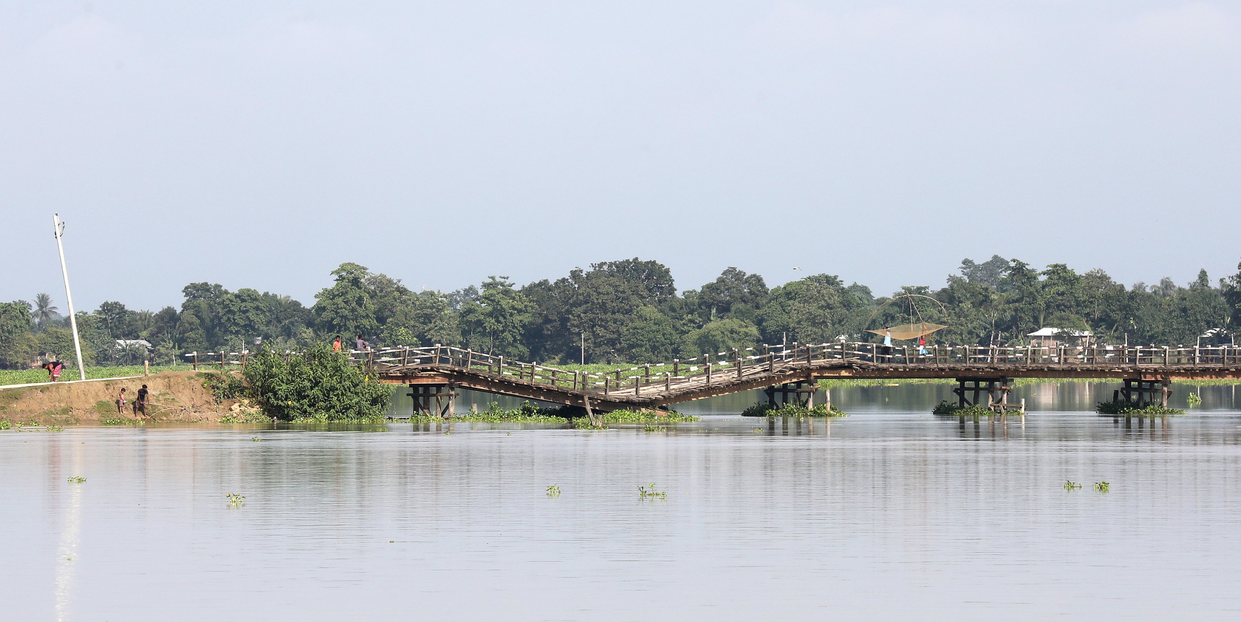 A bridge collapsed in flood-hit Morigaon, India’s Assam state, on July 5. Photo: EPA-EFE
