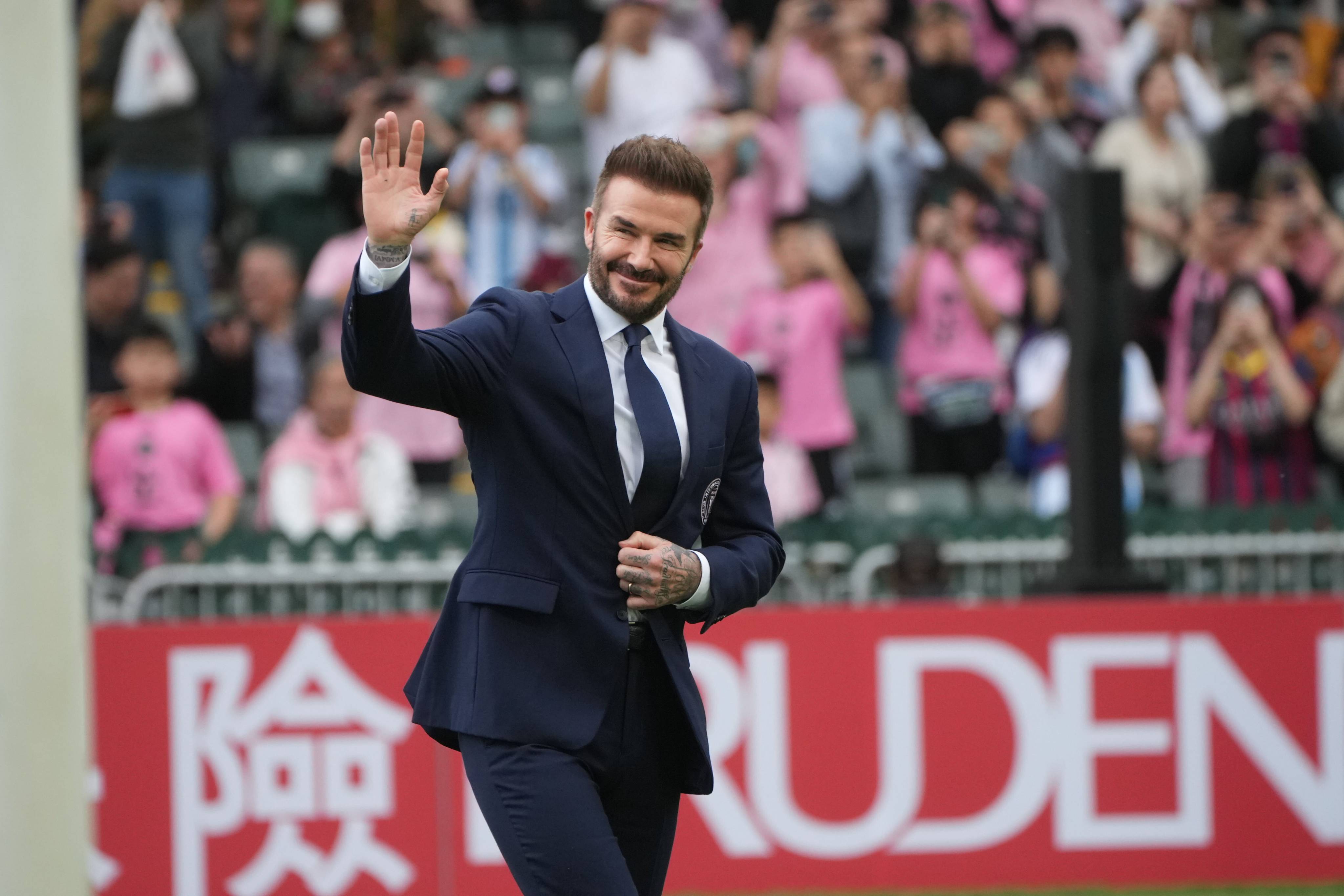 Inter Miami’s co-owner David Beckham during the team’s friendly match against Hong Kong Football Team at the Hong Kong Stadium in Causeway Bay on 4 February 2024 . Photo: Sam Tsang.