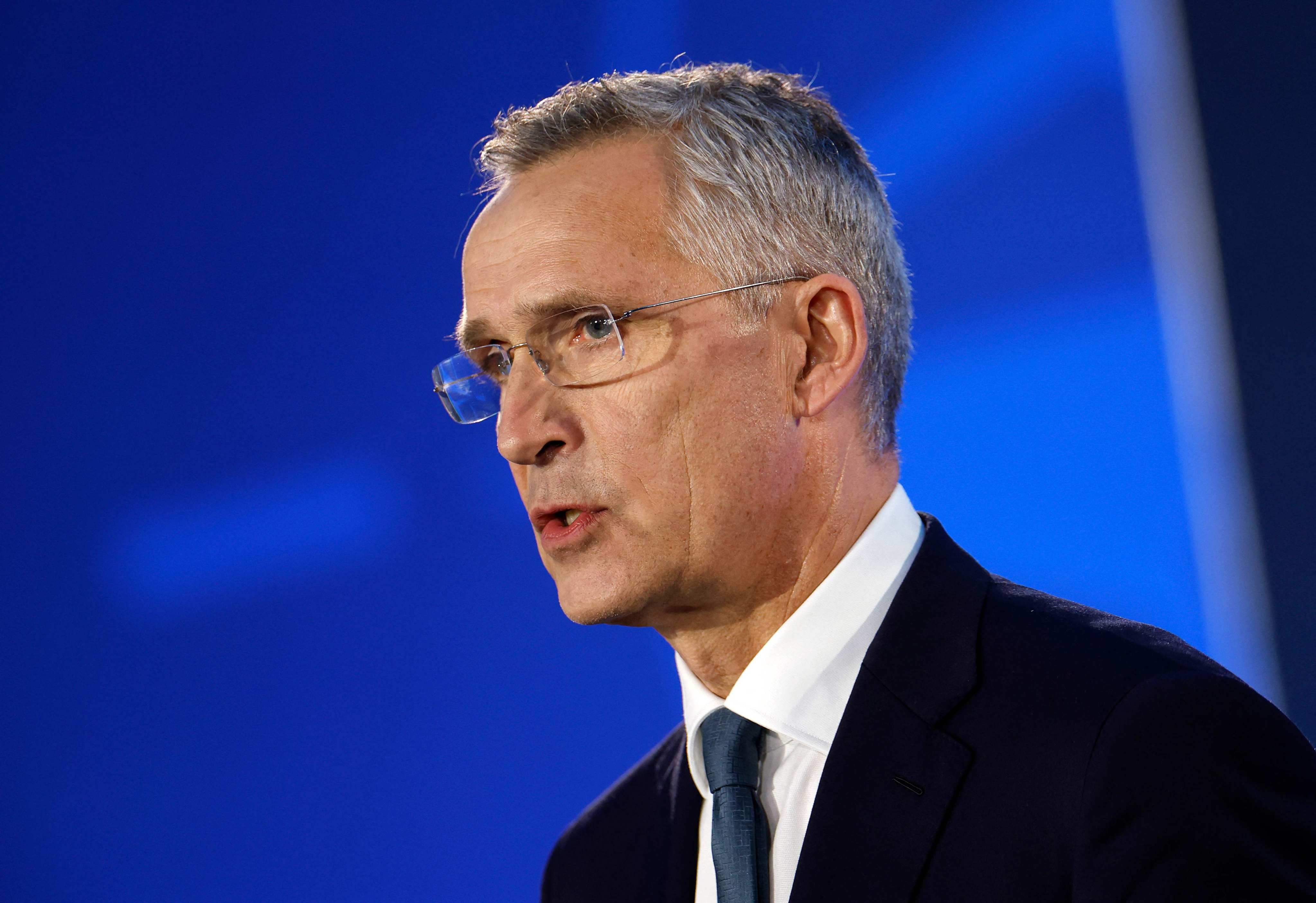 Nato Secretary General Jens Stoltenberg addresses media at the  transatlantic security alliance’s conference in Washington on Wednesday. Photo: Getty Images via AFP