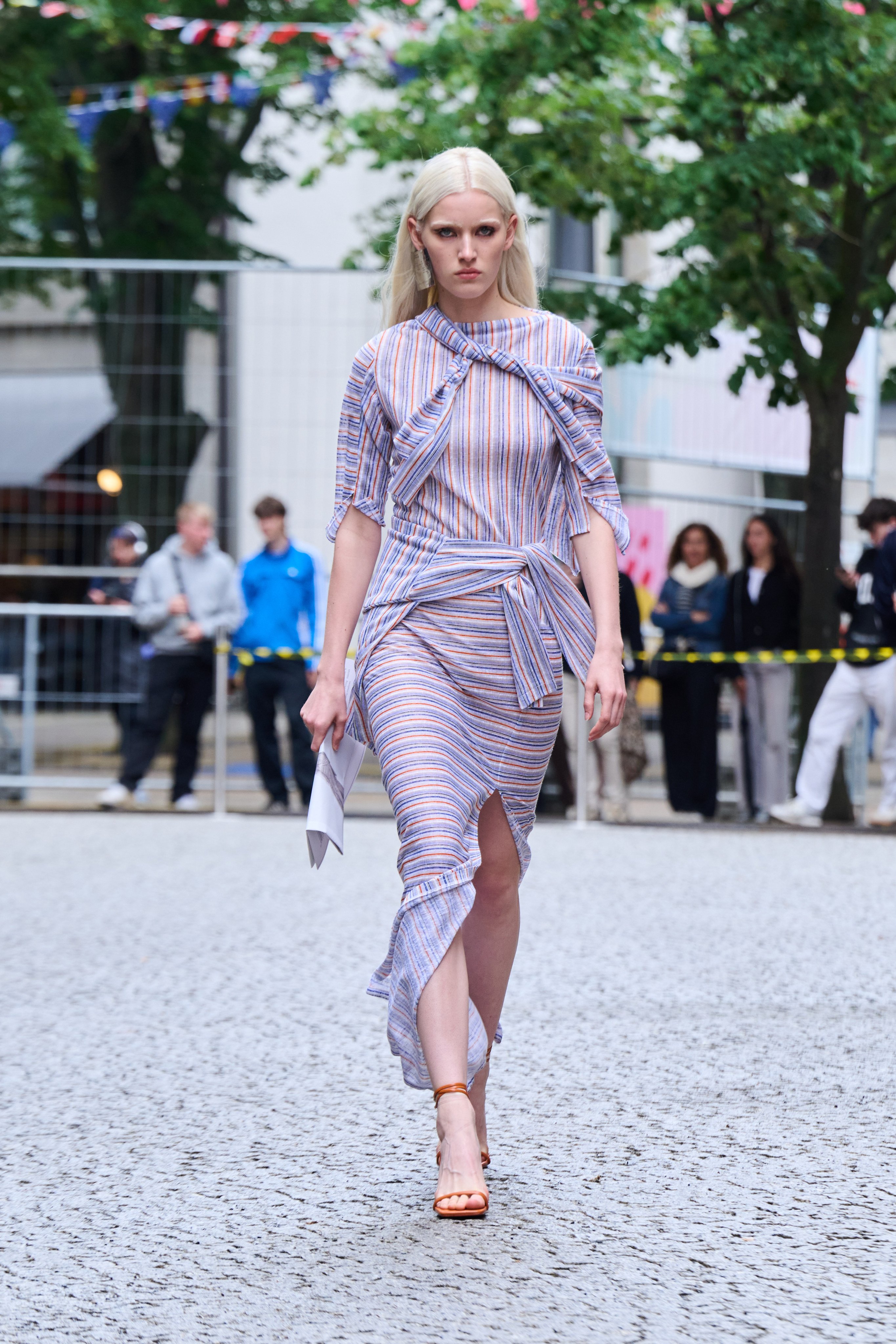 A model walks the runway in a look from Avenir’s spring/summer 2025 collection at Berlin Fashion Week. Photo: Annette Riedl