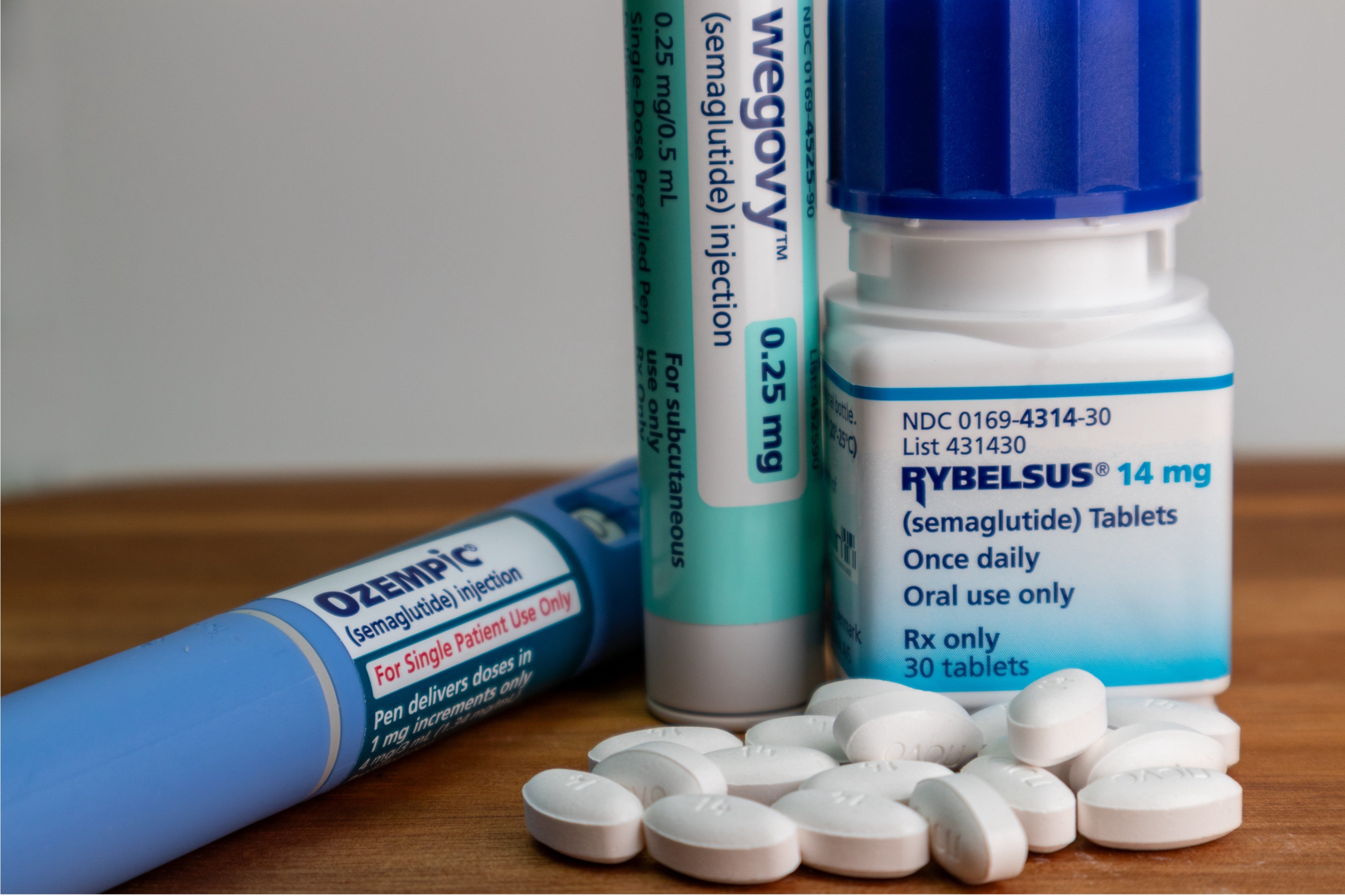 Ozempic, Wegovy and Rybelsus weight-loss drugs. A recent US study found most patients taking GLP-1 medications like these quit within 2 years. This is believed to be down to a mixture of their high cost and side-effects. Photo: Shutterstock