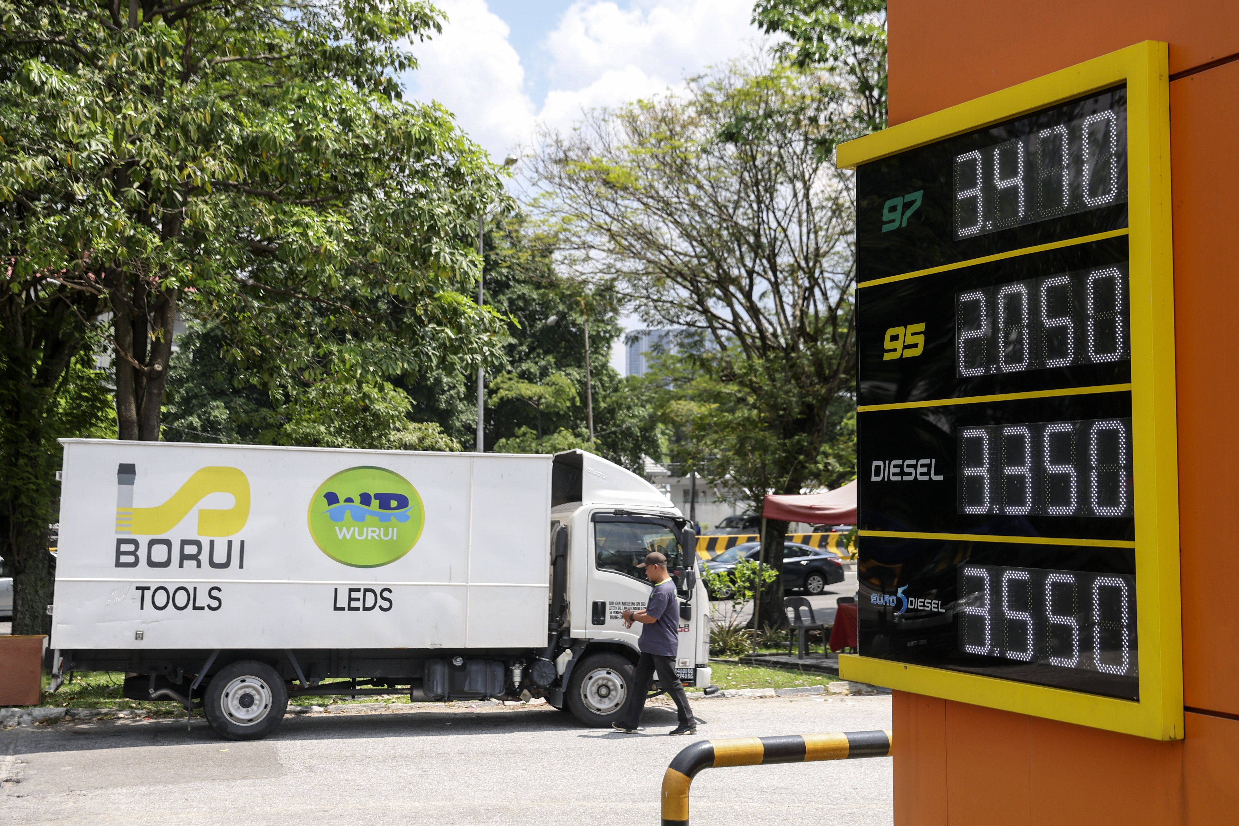 The price of diesel is seen at a petrol station in Kuala Lumpur last month. Photo: EPA-EFE 